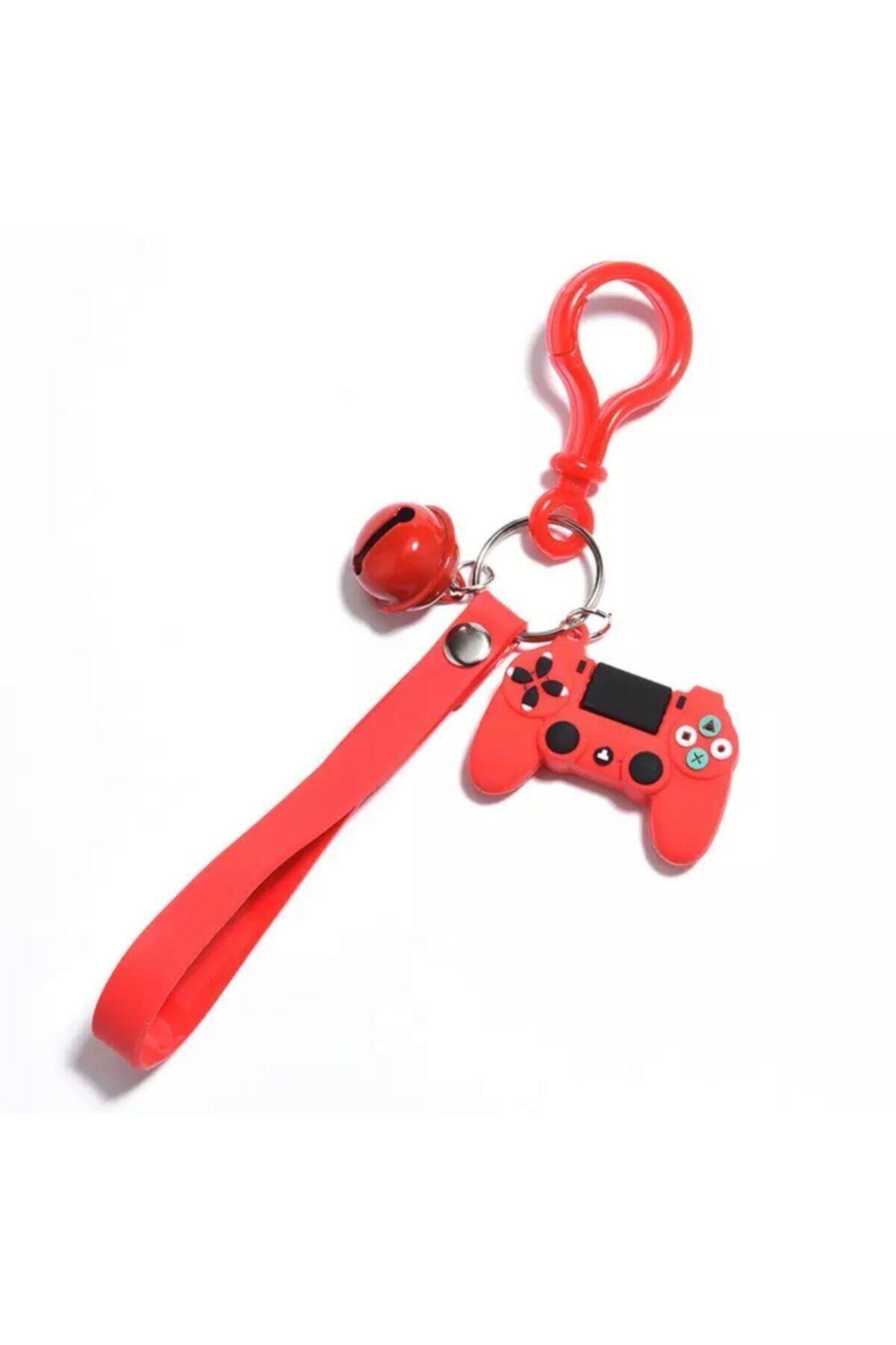 Playstation Zilli Konsol Joystick Anahtarlık Kırmızı