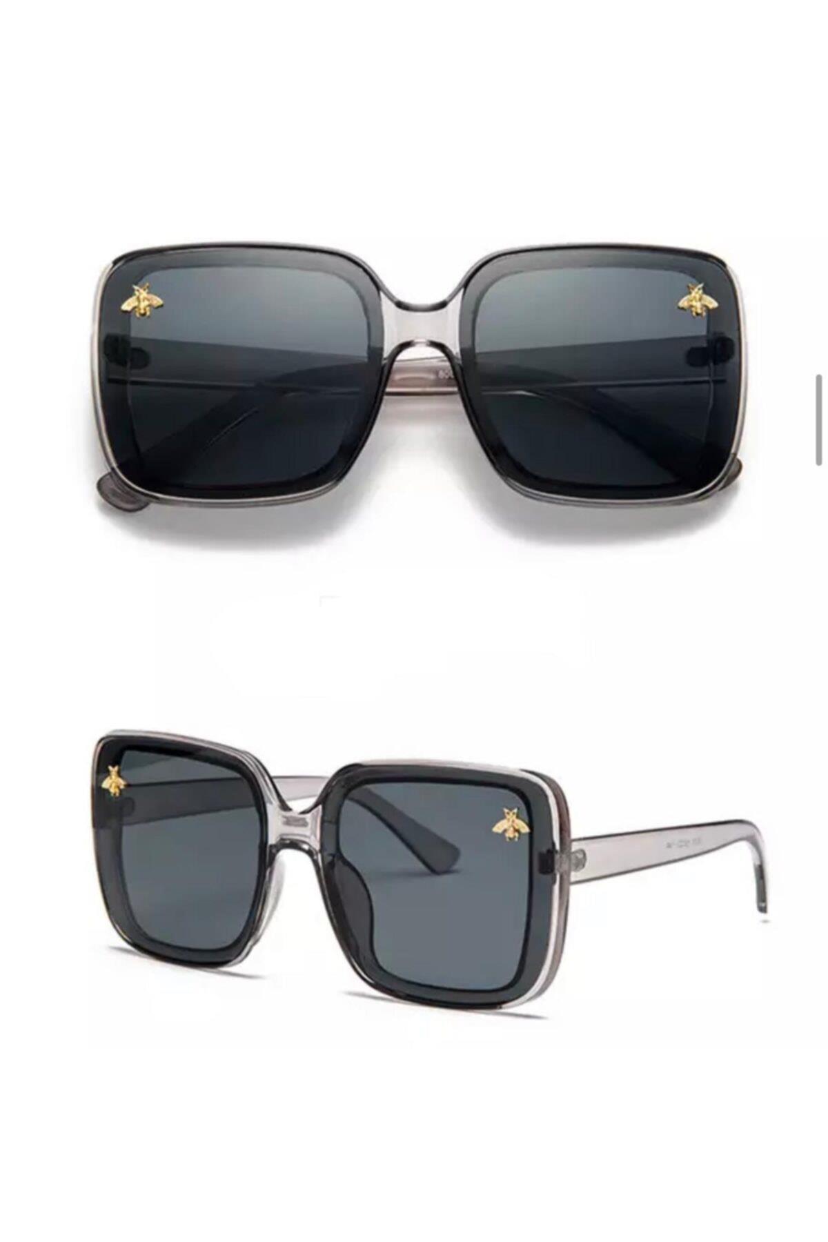 Retro Marka Lüks Moda Gri Arılı Bayan Güneş Gözlüğü