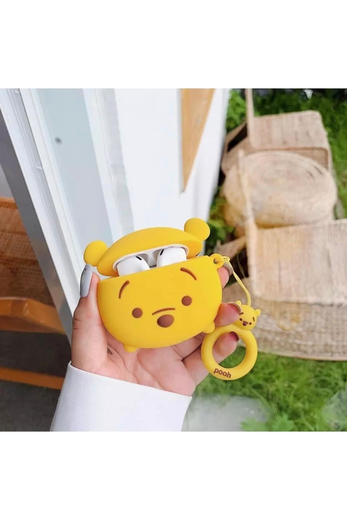 Sevimli Ayıcık Winnie The Pooh Air Pods Pro Silikon Kılıf Kapak Anahtarlık Askılı