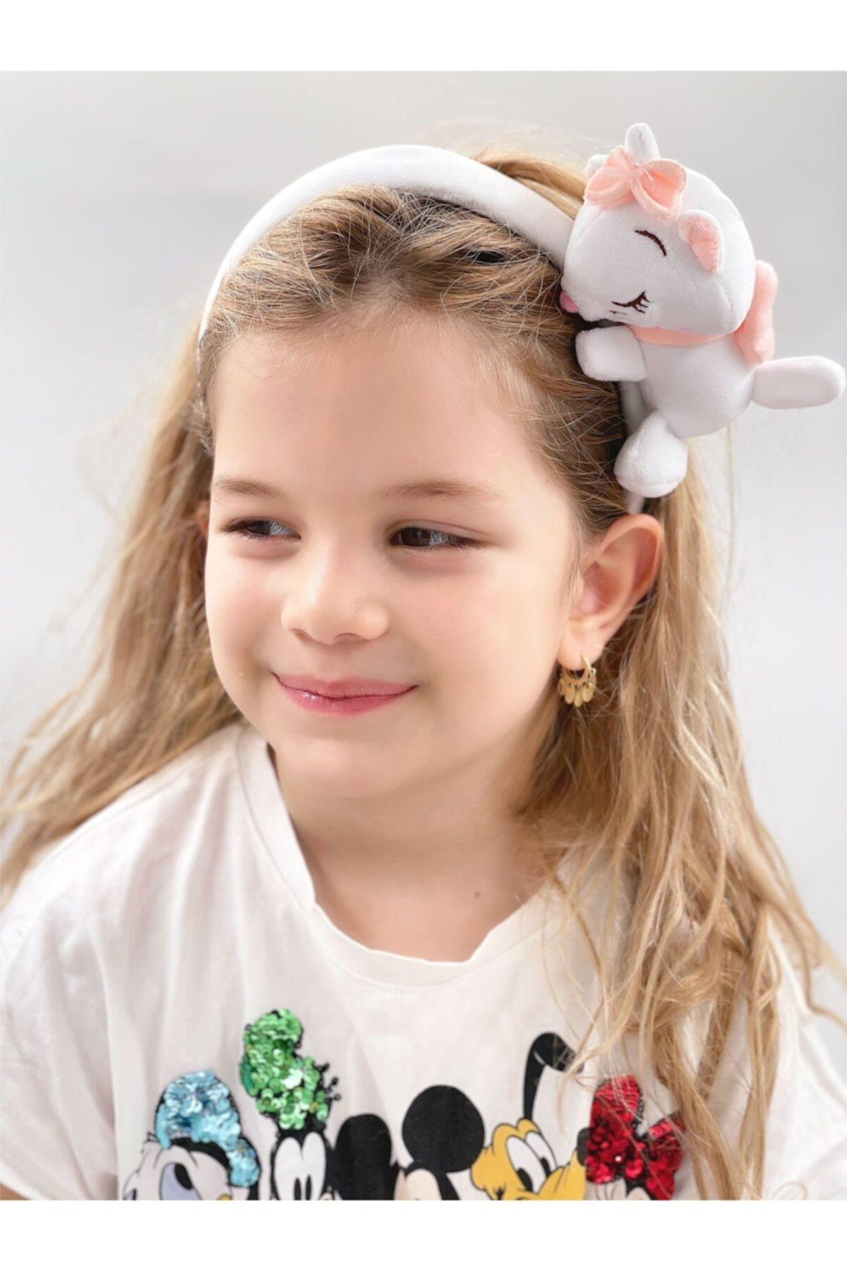 Sevimli Kedi Marie Peluş Oyuncaklı Yetişkin Çocuk Tacı Kadife Pofuduk 3d Taç