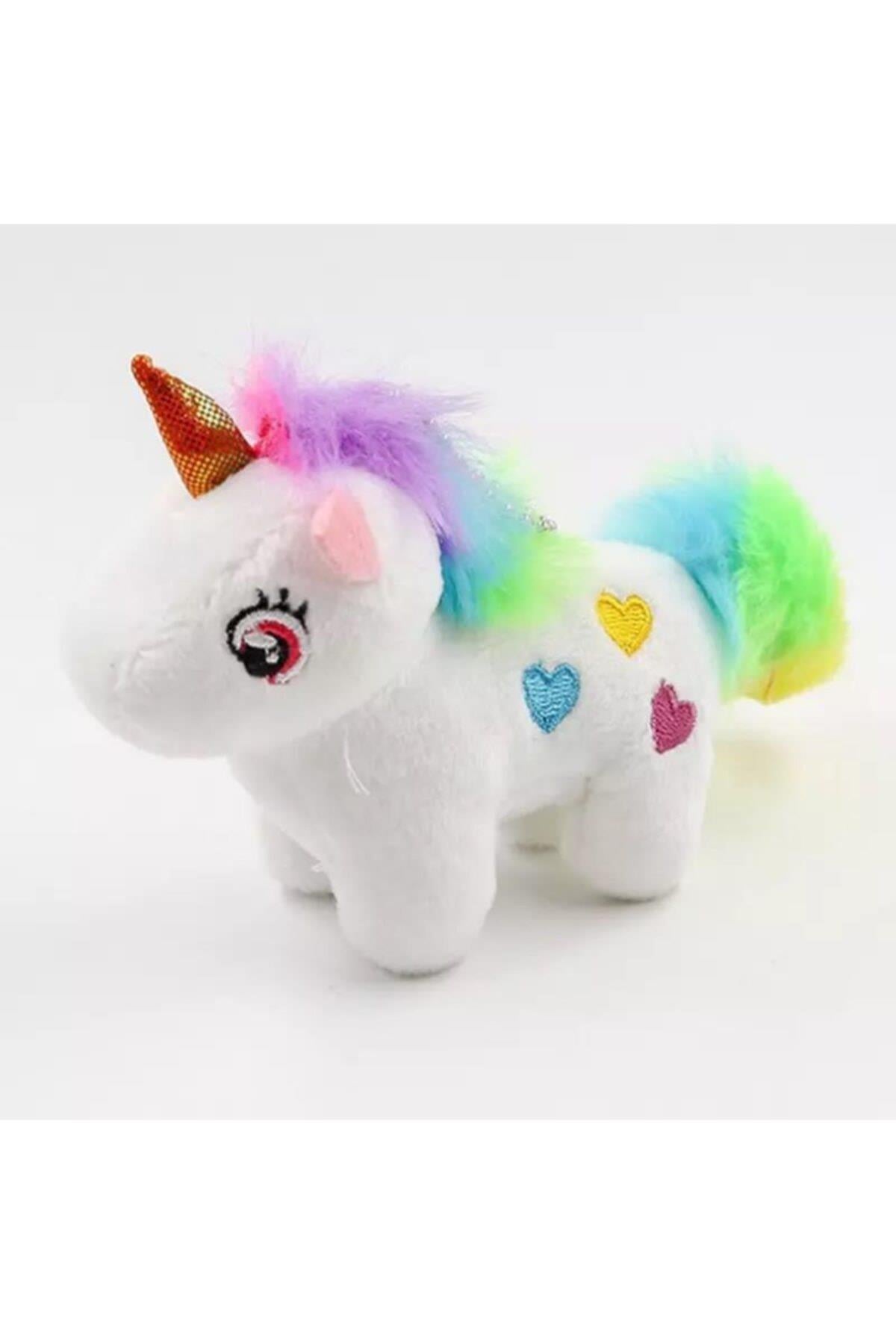 Sevimli Peluş Unicorn Tek Boynuzlu At Anahtarlık Tüylü Gökkuşağı