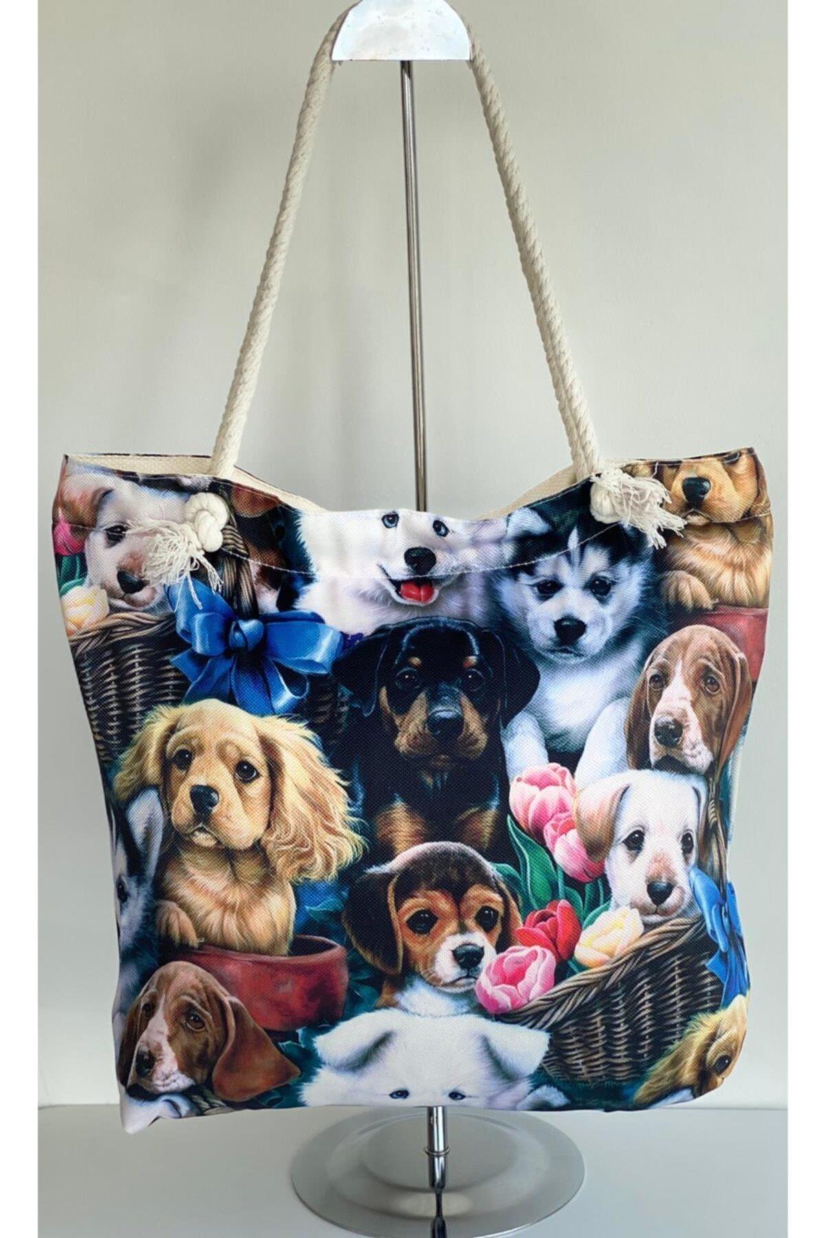 Sevimli Puppy Plaj Deniz Alışveriş Çantası