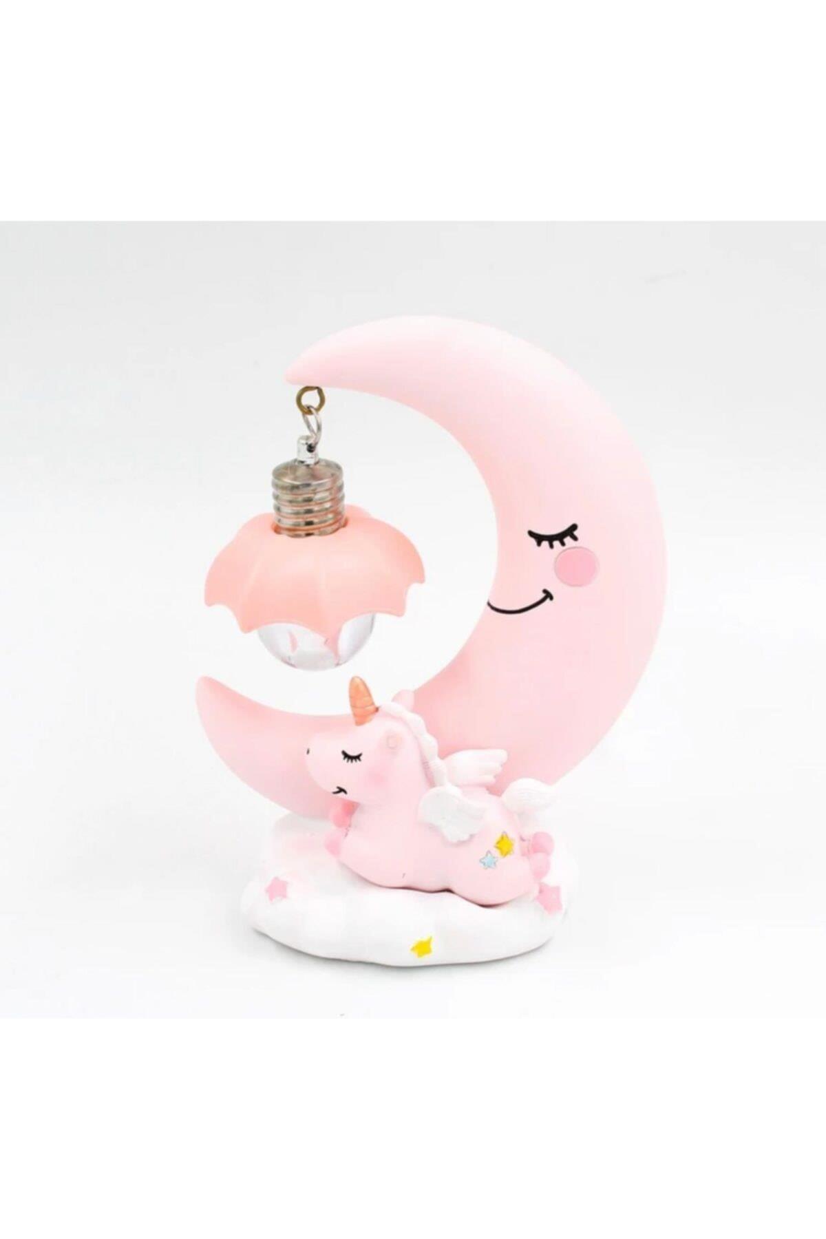 Sevimli Unicorn Çift Renk Işıklı Masa Gece Lambası Pembe