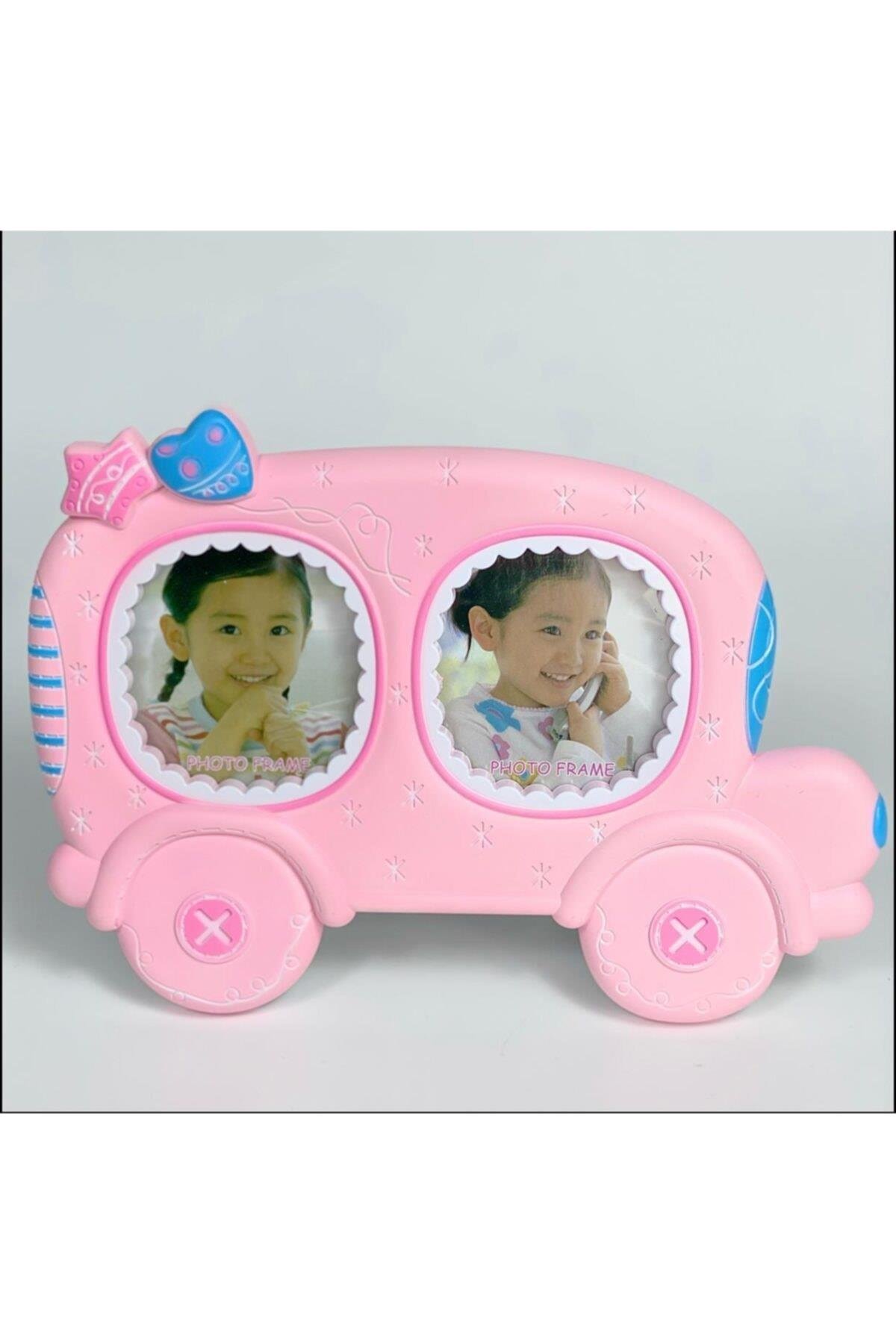 Şirin Pembe Bebek Çocuk Arabalı Ikili Ayaklı Fotoğraf Çerçevesi Hediyelik Albüm Frame