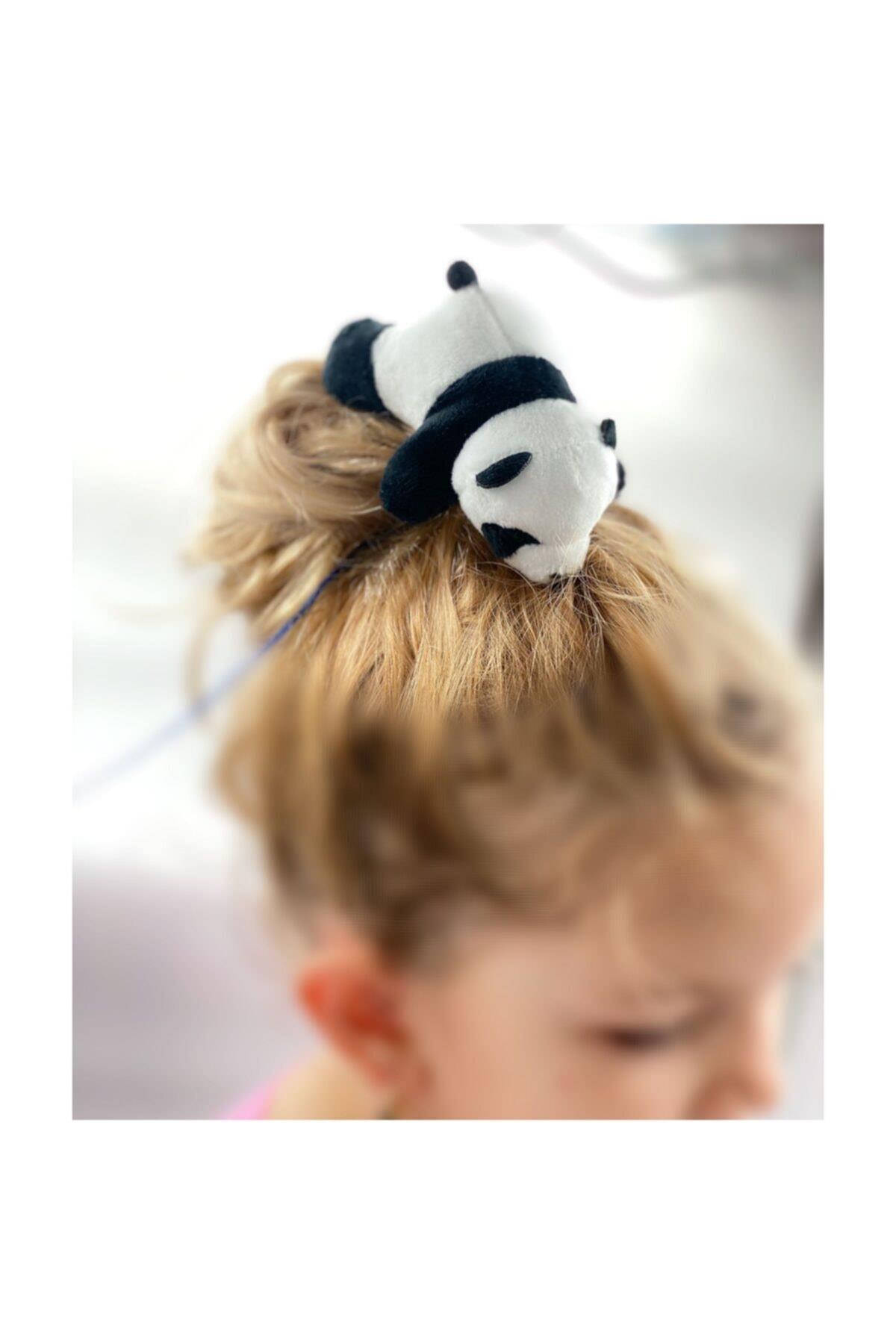 Şirin Pofuduk Panda 3d Peluş Siyah Beyaz Kadife Yetşkin Çocuk Lastik Toka