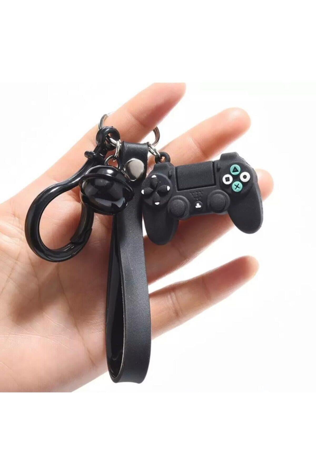 Siyah Playstation Zilli Konsol Joystick Anahtarlık