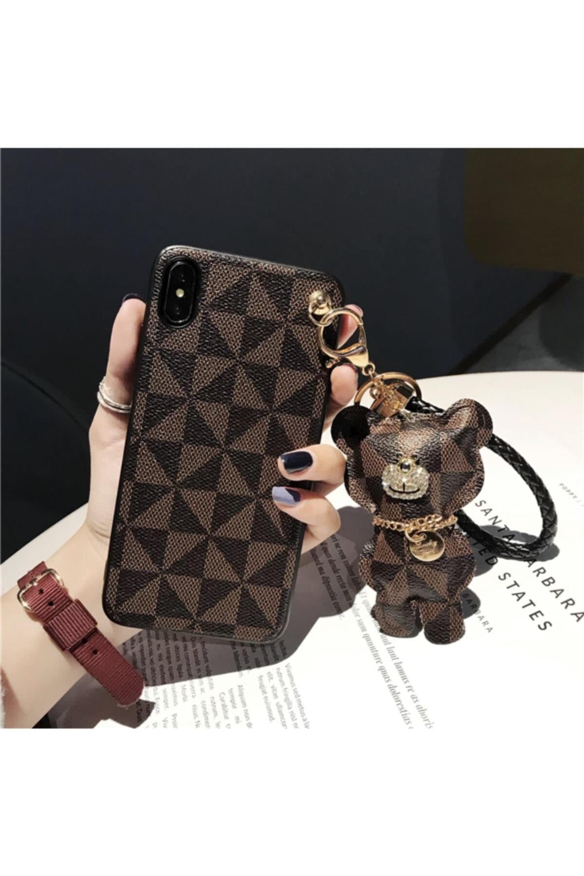 Trend Marka Deri Ayıcık Anahtarlıklı Iphone Xs Max Telefon Kılıfı