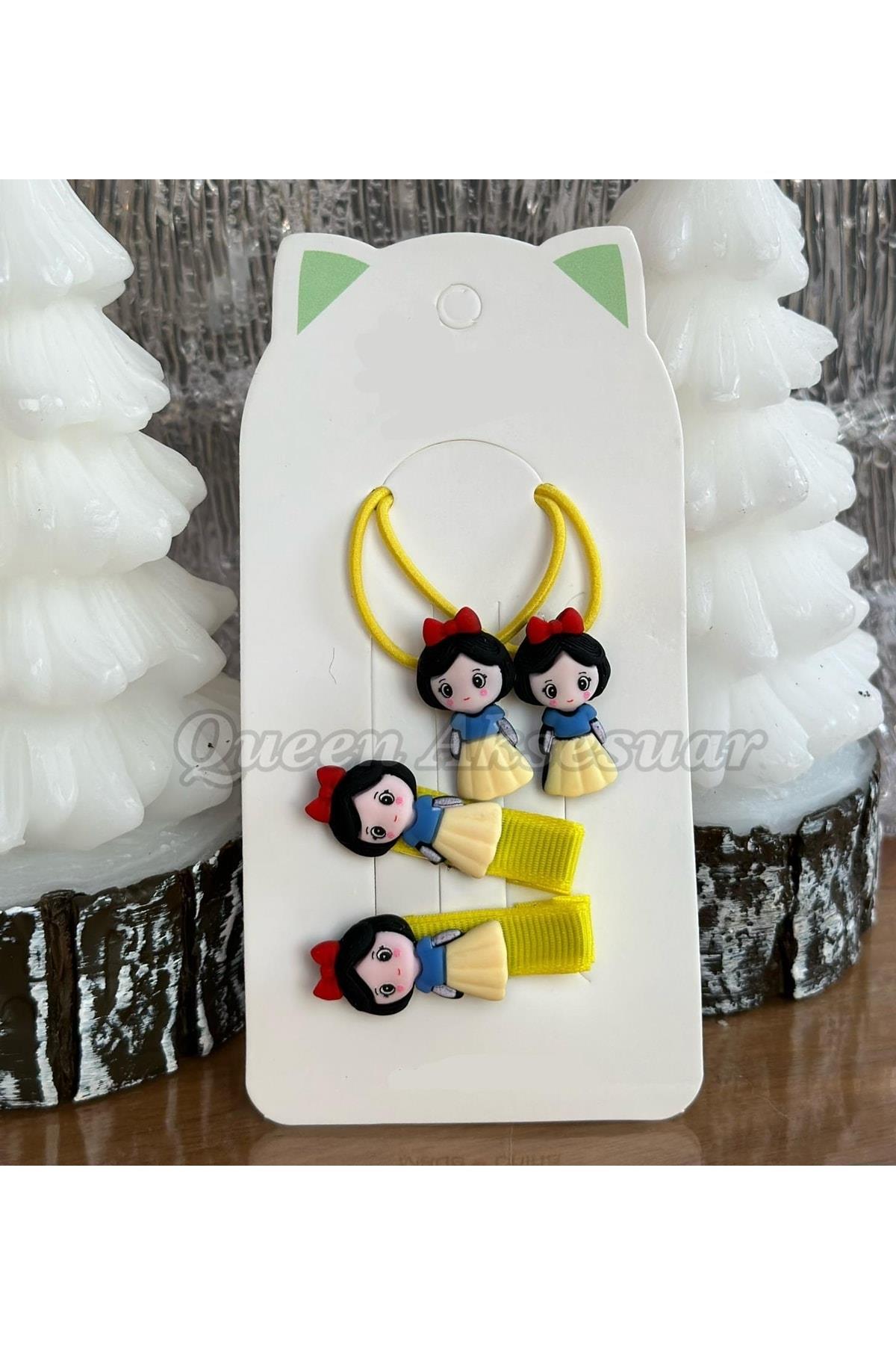 Trend Moda Çocuk Bebek Lastik Pensli Toka Seti 4lü Set Pamuk Prenses