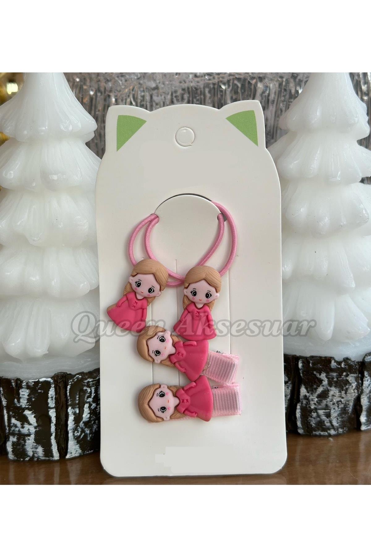 Trend Moda Çocuk Bebek Lastik Pensli Toka Seti 4lü Set Prenses