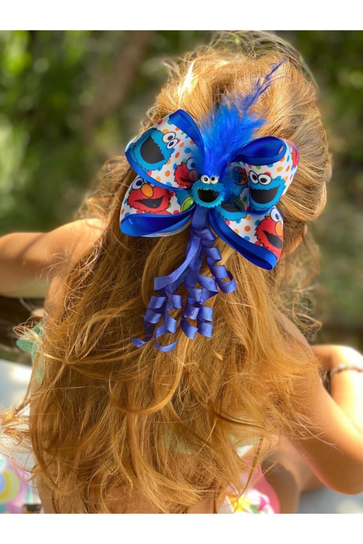 Trend Moda Susam Sokağı Laciver Elmo Tüylü Fiyonk Okul Tokası Metal Klipsli