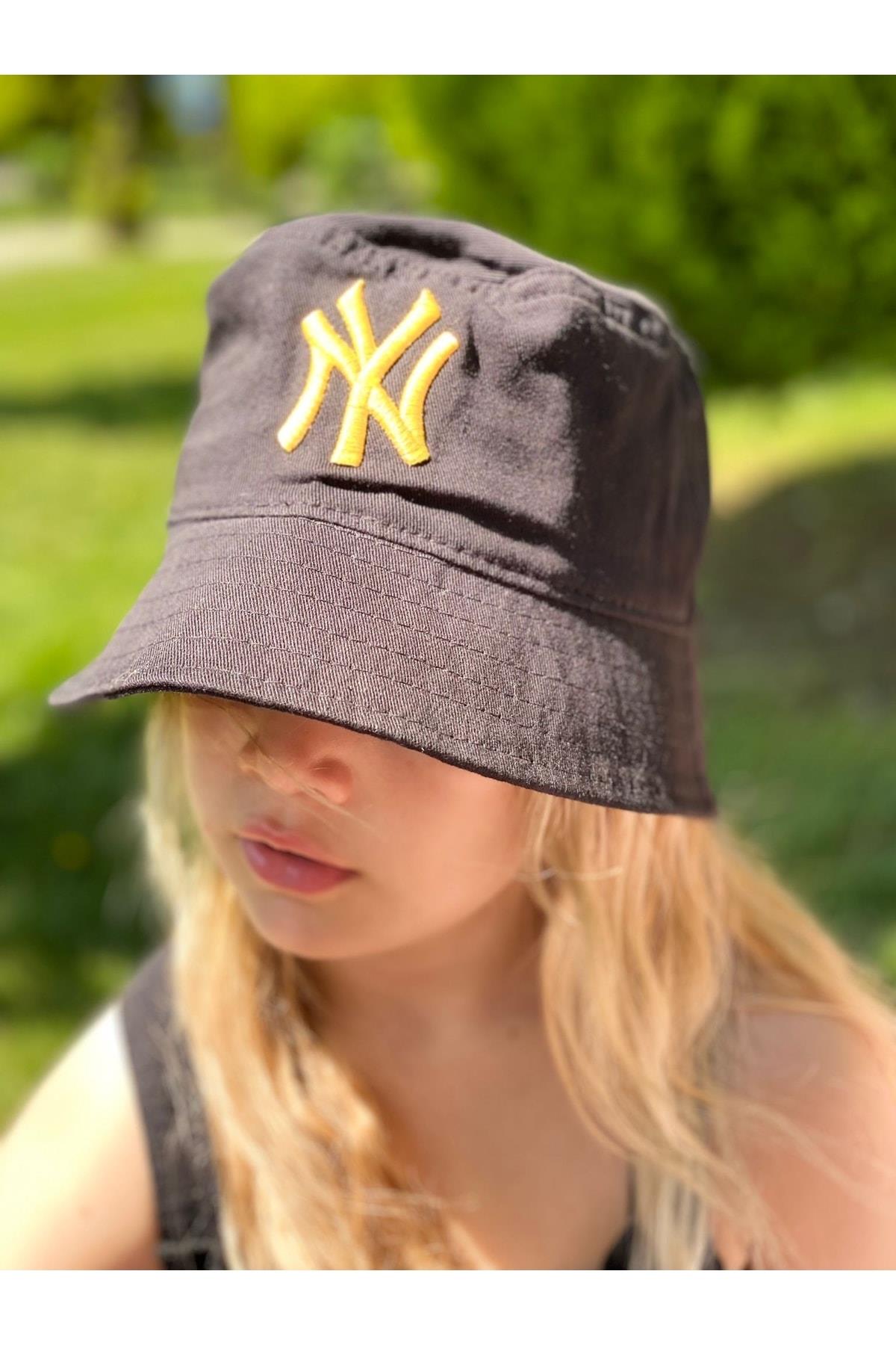 Yaz Modası Işlemeli Bucket Baget Şapka Yetişkin Erkek Kadın Büyük Çocuk Şapkası Neon Sarı