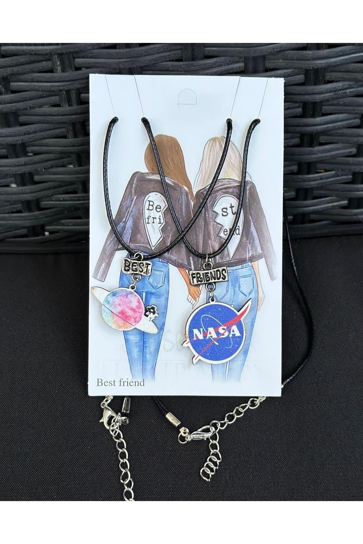 Yeni trend 2li kolye seti uzay nasa kız erkek best friend arkadaşlık kolyesi