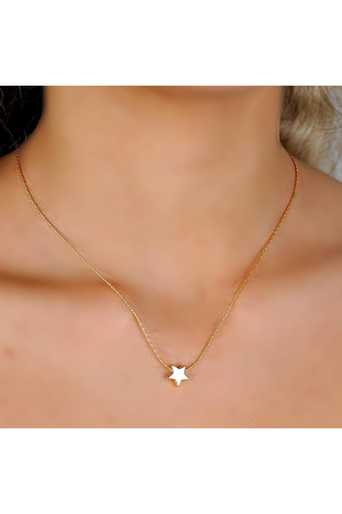 Yeni Trend Moda Ince Zincir Mini Küçük Yıldız Kolye Altın Renk