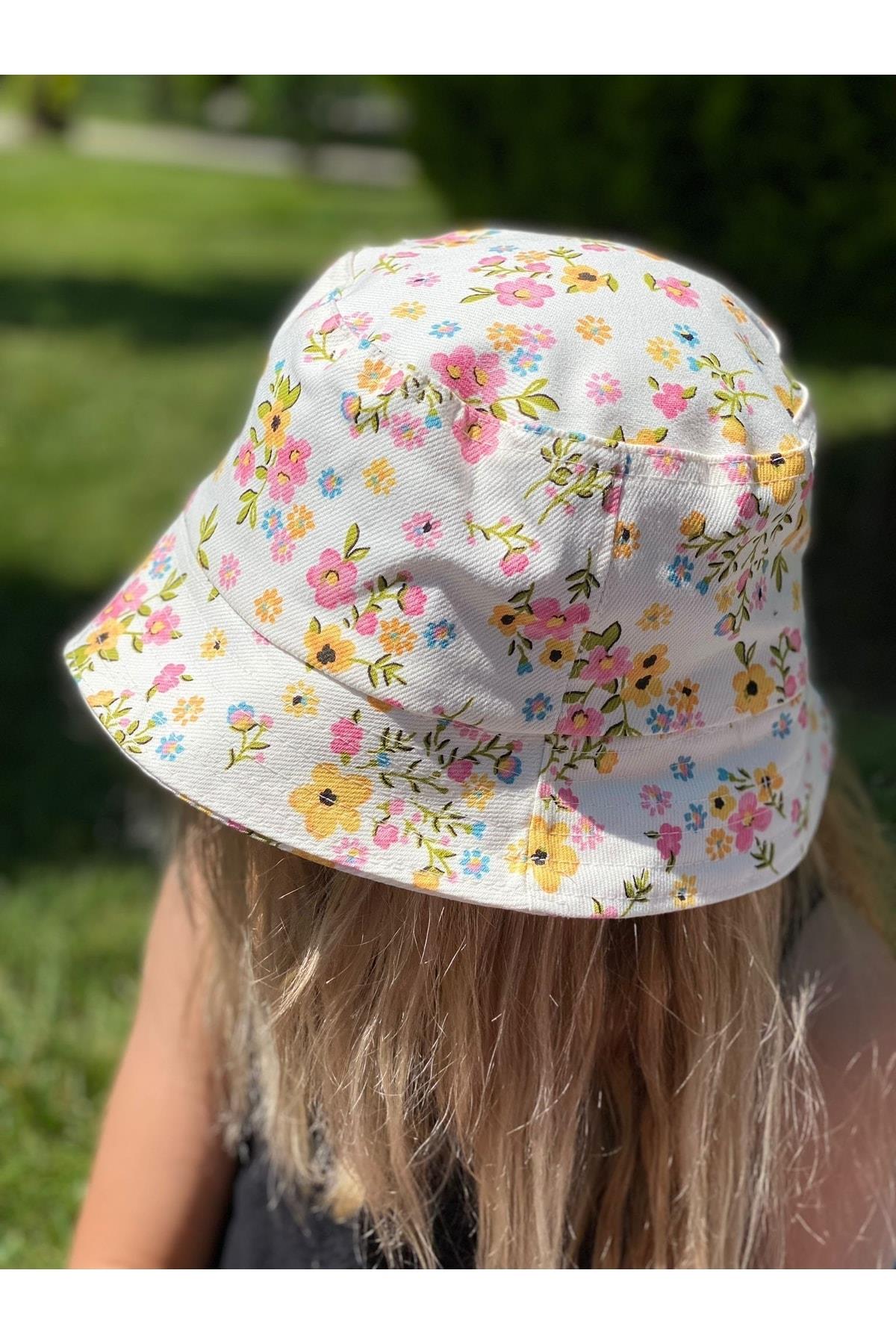 Yeni Trend Yaz Modası Mini Çiçekli Desenli Bucket Baget Şapka Yetişkin Kadın Büyük Çocuk Şapkası