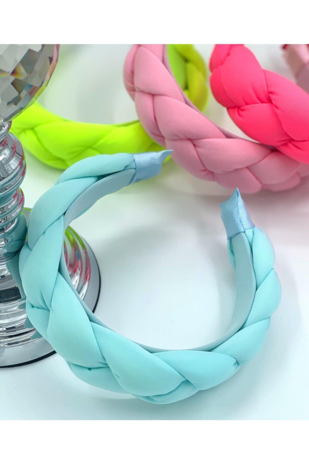 Yeni Yaz Modası Açık Pastel Mavi Geniş Örgü Taç Kadın Çocuk Tacı