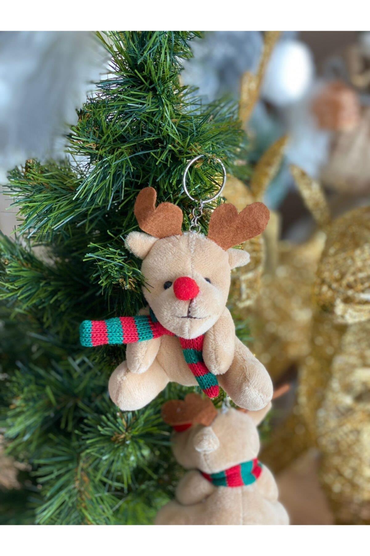 Yeni Yıl Yılbaşı Büyük Noel Baba Geyiği Peluş Anahtarlık Süs Geyikli Hediyelik Eşya