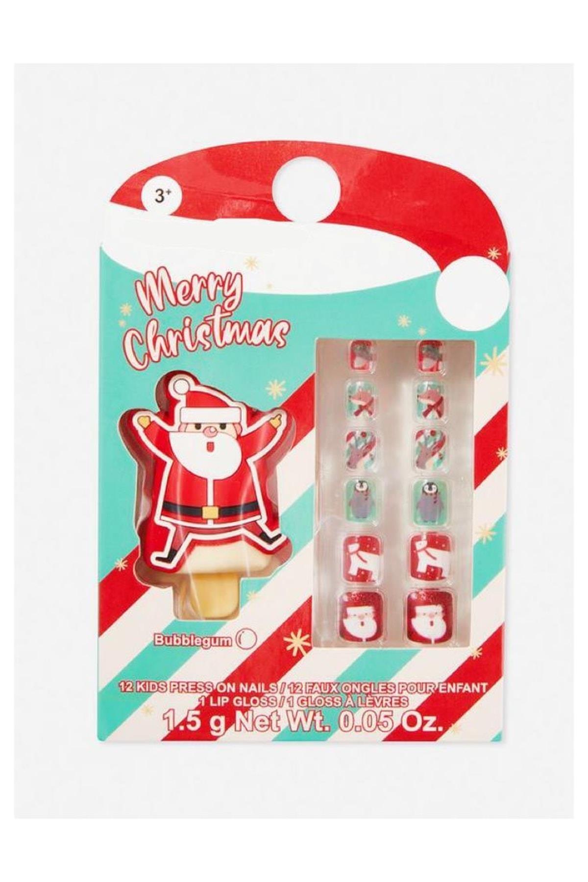 Yeni Yıl Yılbaşı Ithal Dudak Parlatıcısı Ruj Simli Takma Yapıştırma Tırnak Çocuk Hediye Noel Baba