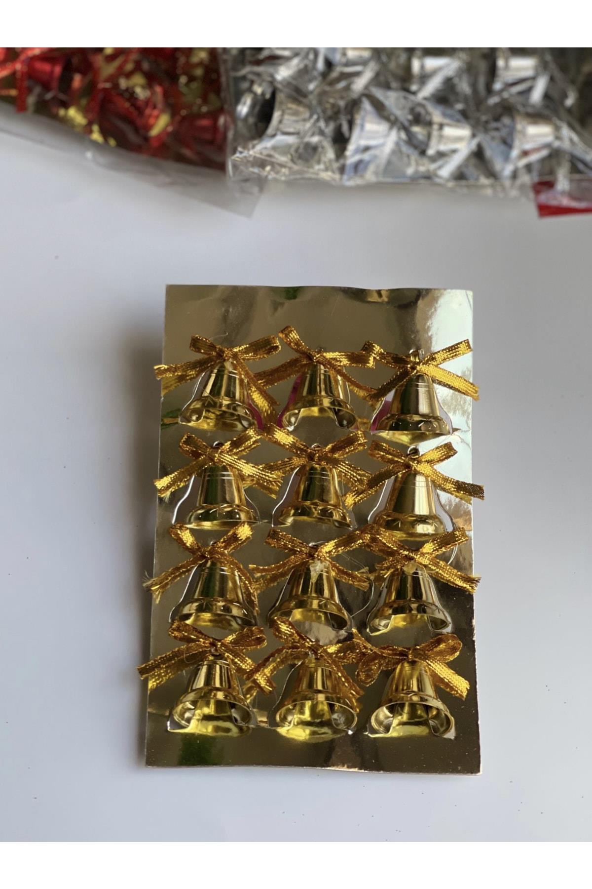 Yeni Yıl Yılbaşı Ithal Lüks 12 Li Çan Zil Çam Ağacı Süsü Dekorasyon Gold Altın