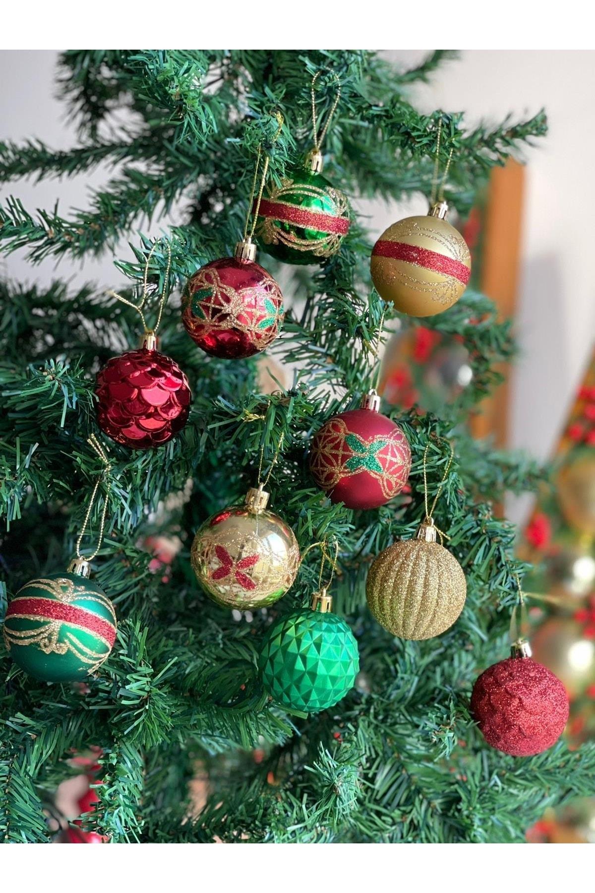 Yeni Yıl Yılbaşı Ithal Lüks Koleksiyonluk 5li Hediye Kutulu Simli Metalik Çam Ağacı Süsü Topu