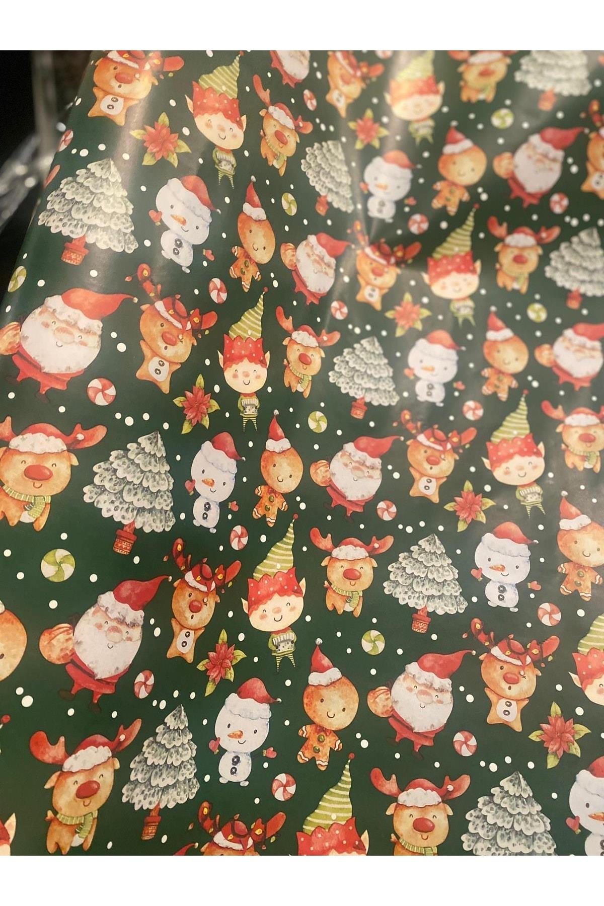 Yeni Yıl Yılbaşı Lüks Ithal Elf Noel Baba Geyiği Çam Ağacı Jelatin Hediye Paketi Ambalaj Kağıdı