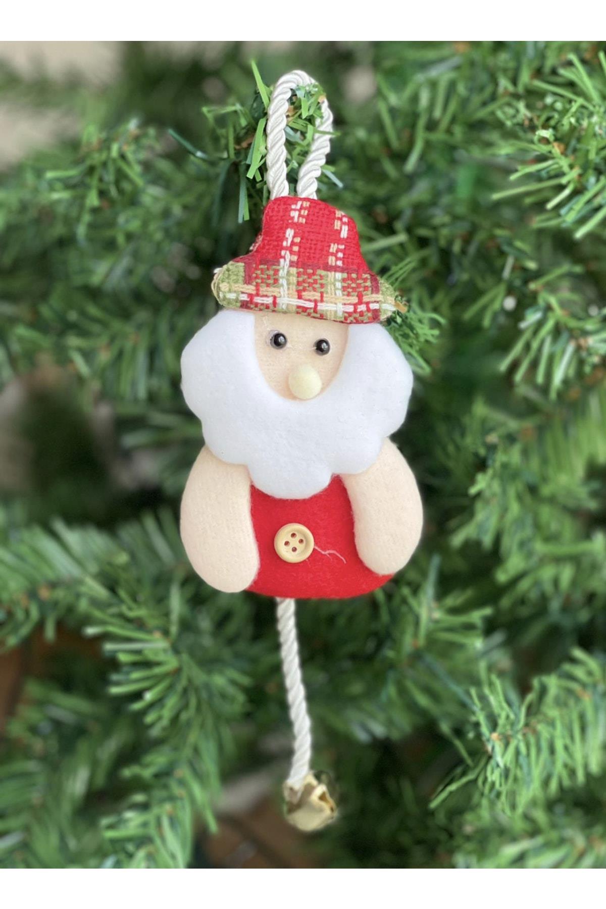 Yeni Yıl Yılbaşı Lüks Ithal Koleksiyonluk Büyük Çam Ağacı Süsü Pofuduk 3 Boyutlu Zilli Noel Baba