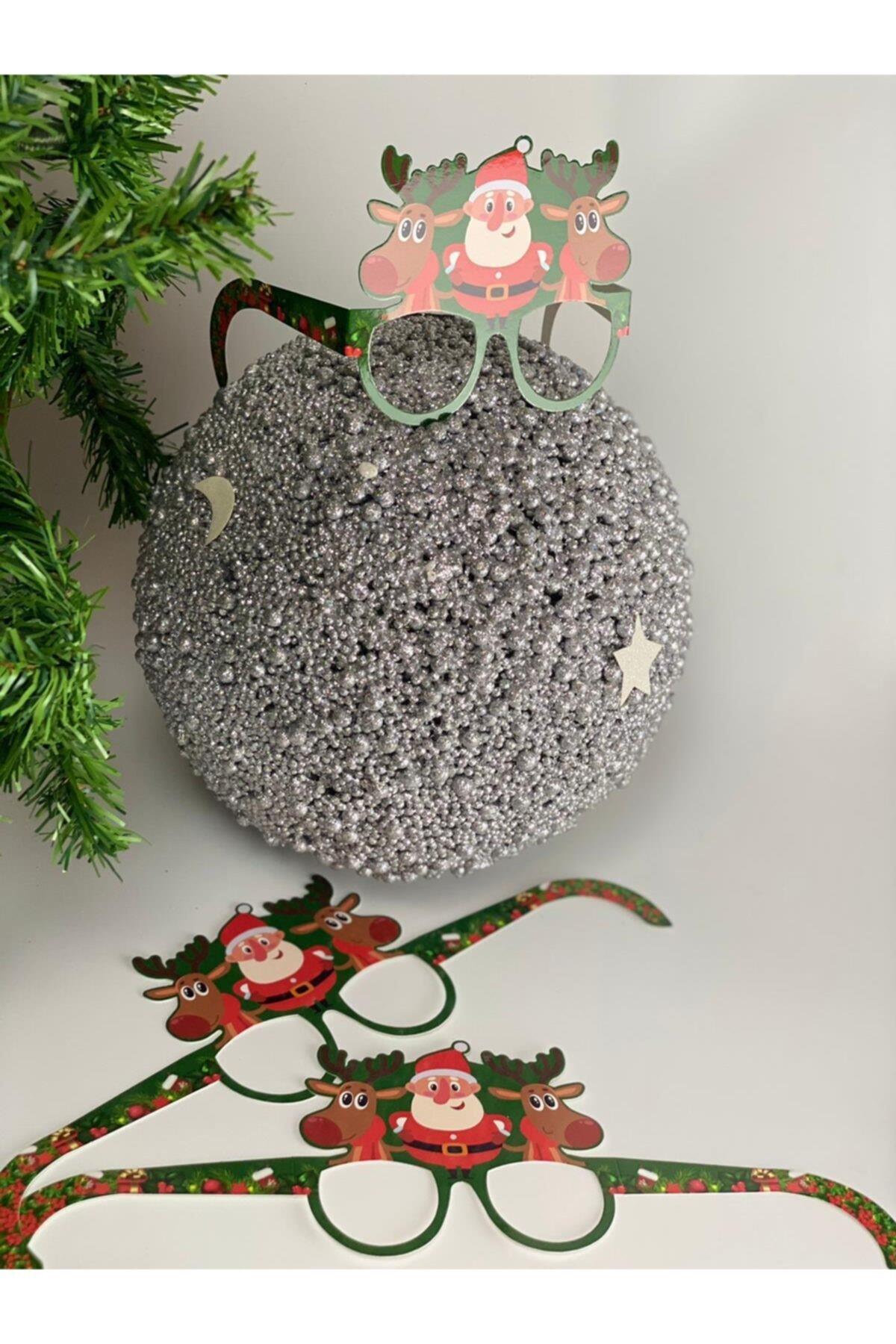 Yeni Yıl Yılbaşı Özel Noel Baba Geyikler Komik Fotoğraf Çekim Karton Aile Gözlük Seti 3lü