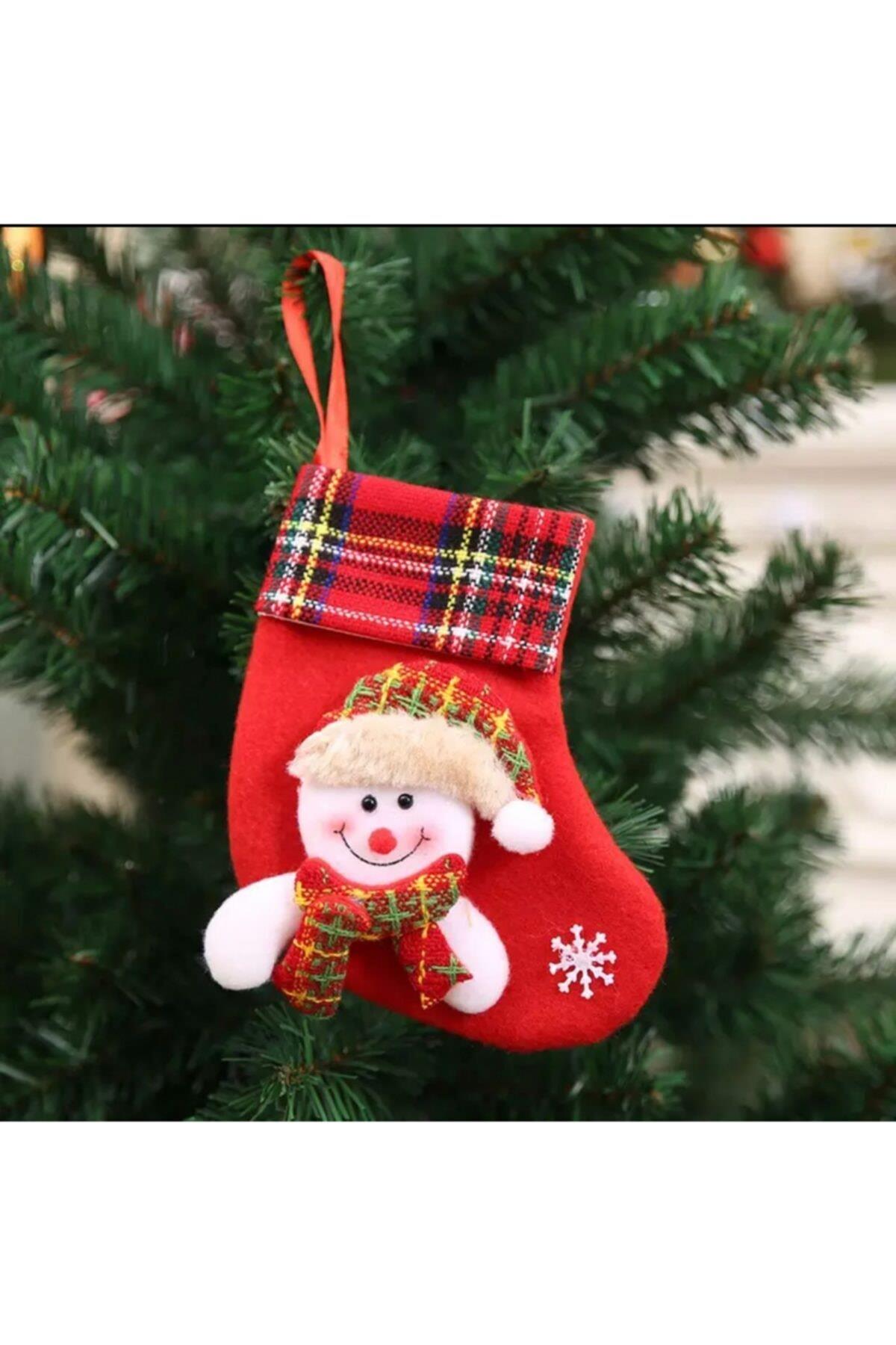 Yeni Yıl Yılbaşı Özel Peluş Kardan Adam Küçük Kese Çorap Hediye Snowman Kılıf Dekorasyon Çam Süs