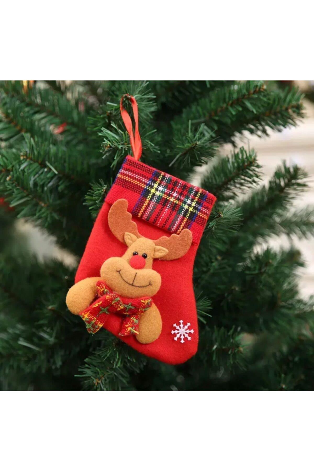 Yeni Yıl Yılbaşı Özel Peluş Santa Geyiği Küçük Kese Çorap Geyik Kılıf Dekorasyon Çam Süs