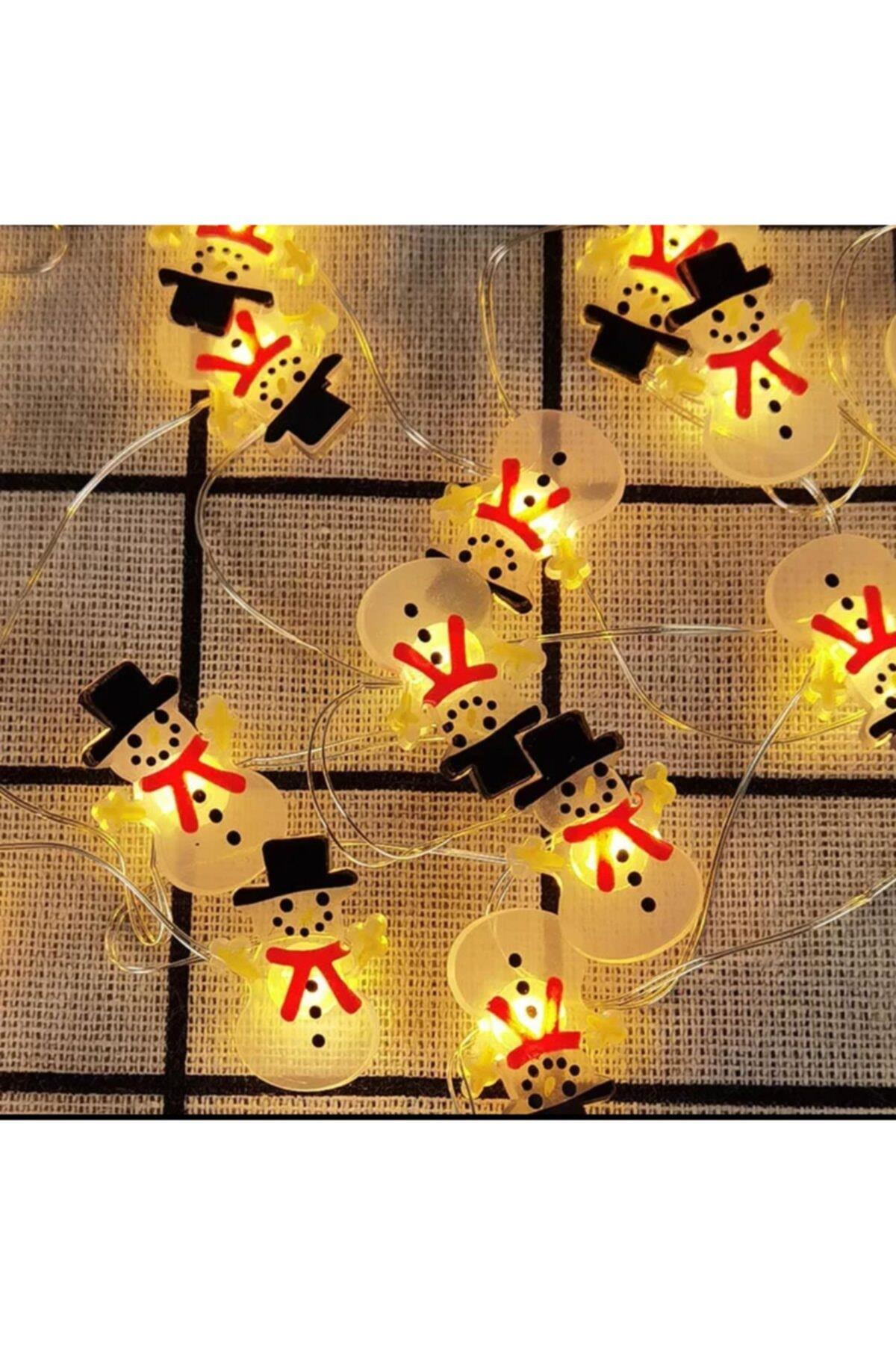 Yılbaşı Ağacı Mini 20 Işıklı Kardan Adam Led Lamba 2 Metre