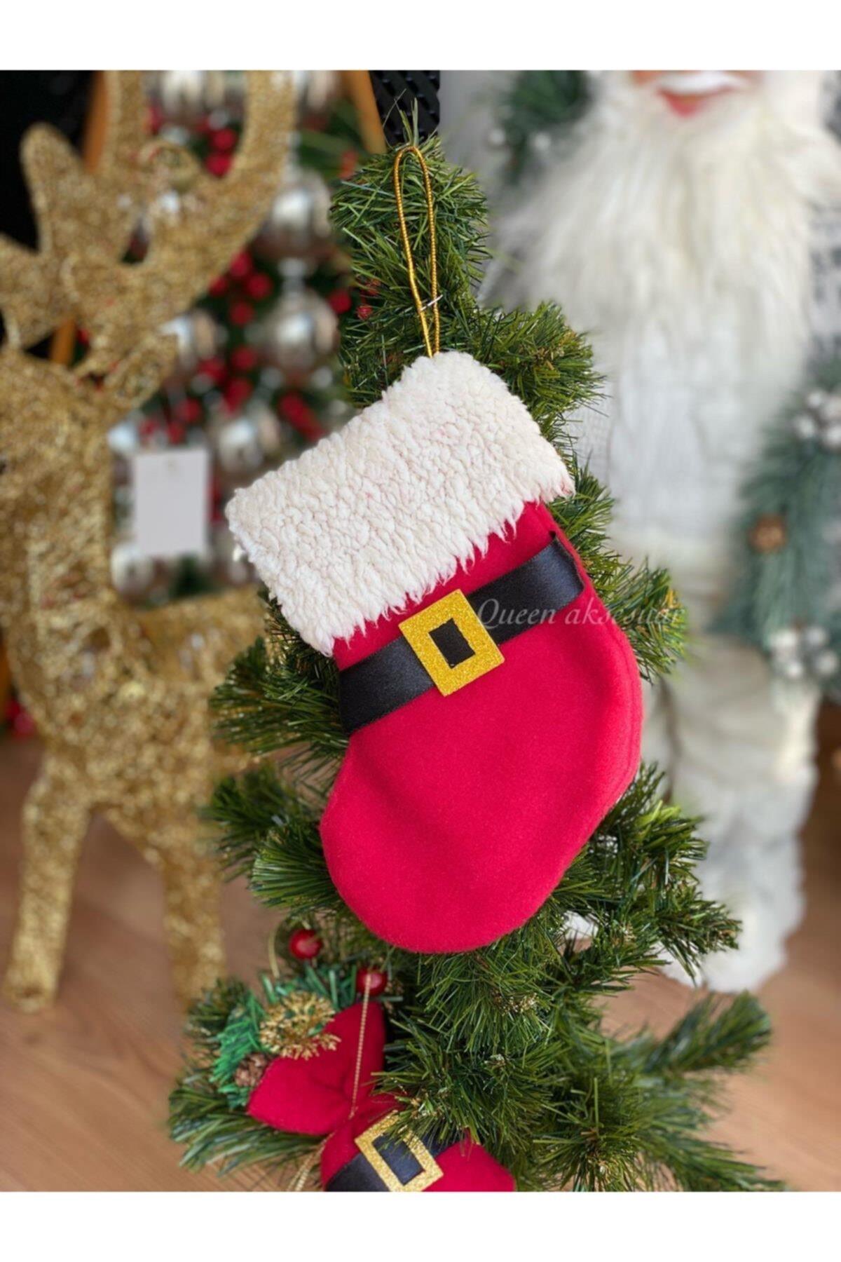 Yılbaşı Özel Noel Baba Kostüm Çorap Kese Çanta Süs Hediye Paketi Dekorasyon Çam Ağacı