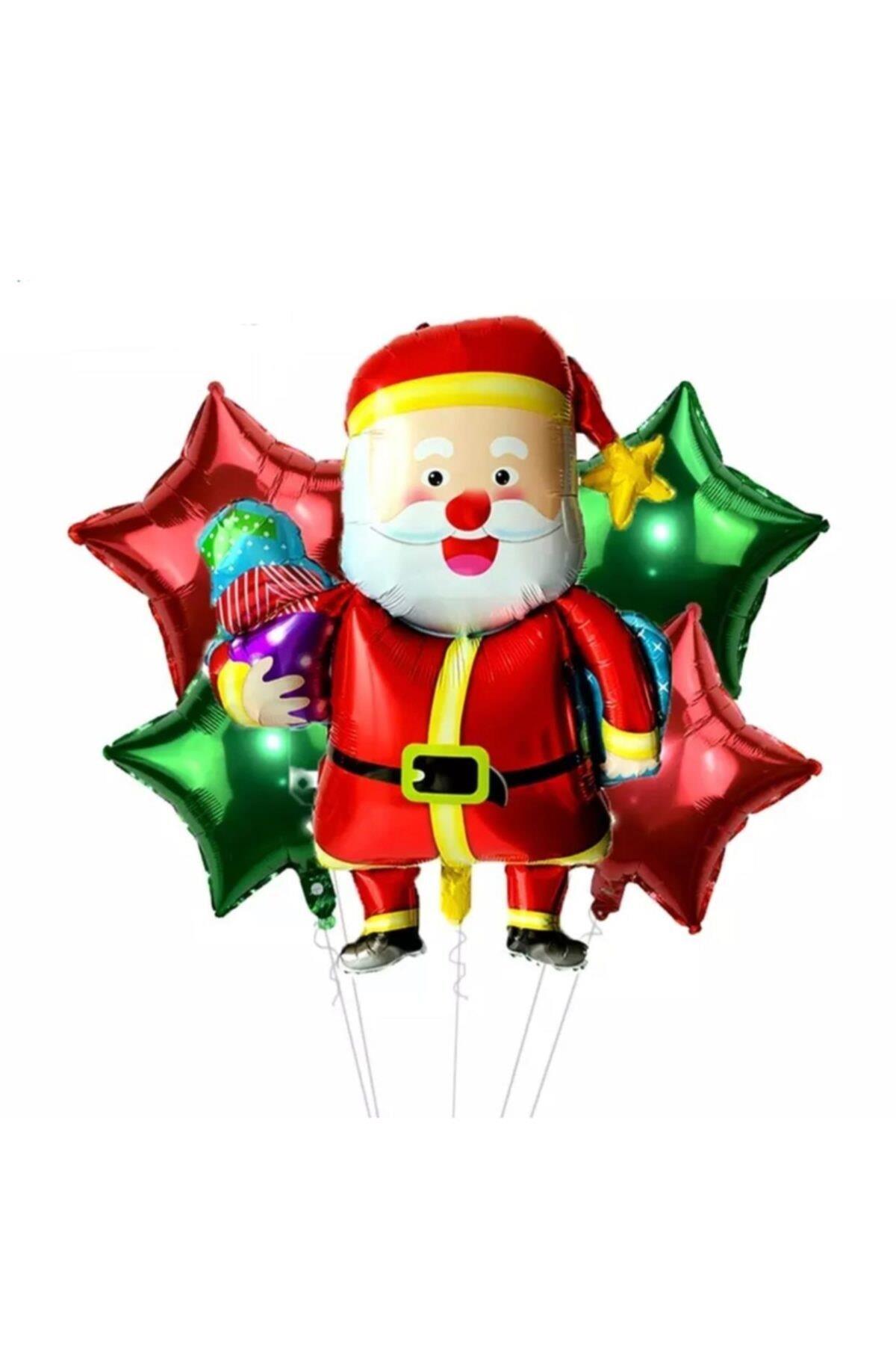 Yılbaşı Özel Noelbaba Yıldız Dev Folyo Balon Seti 5 Parça