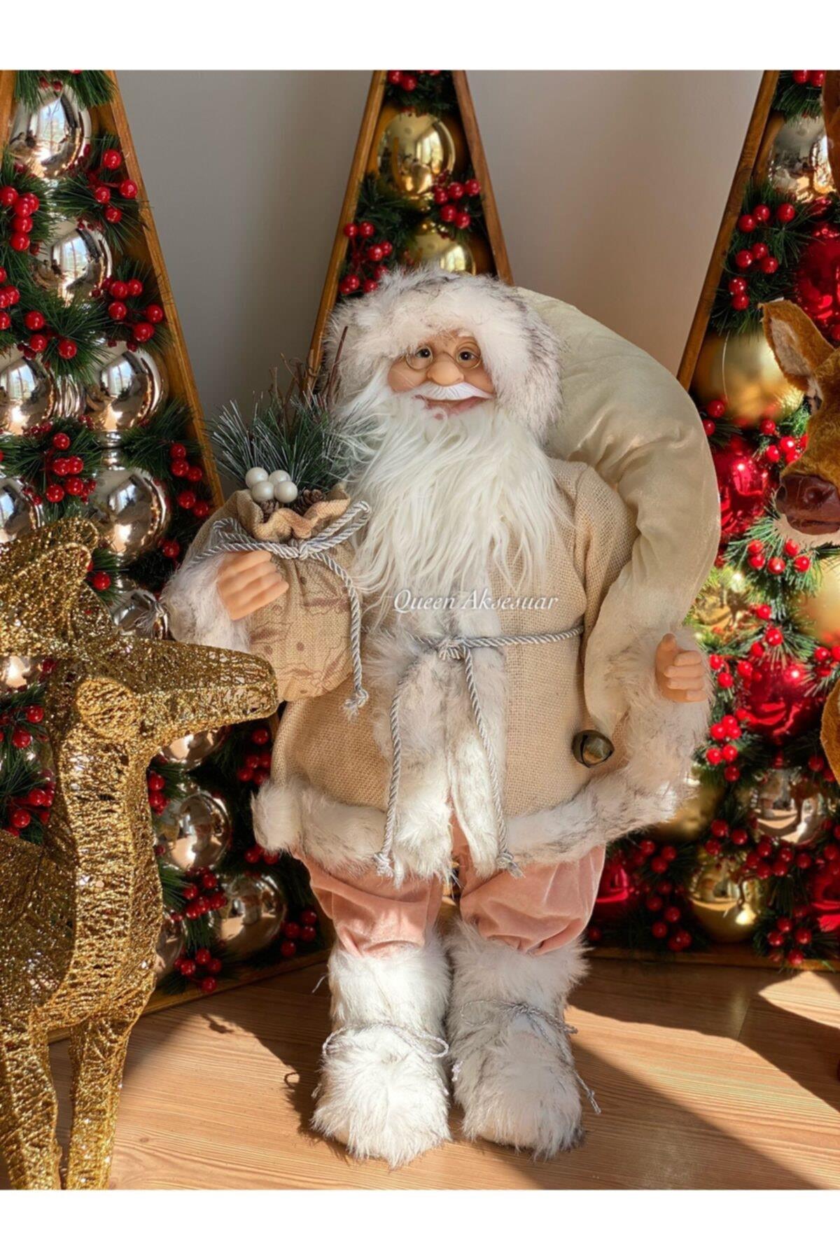 Yılbaşı Özel Yeni Yıl Ithal Dev 60cm Noel Baba Heykel Süs Santa Claus Aziz Nikola No1 Pembe