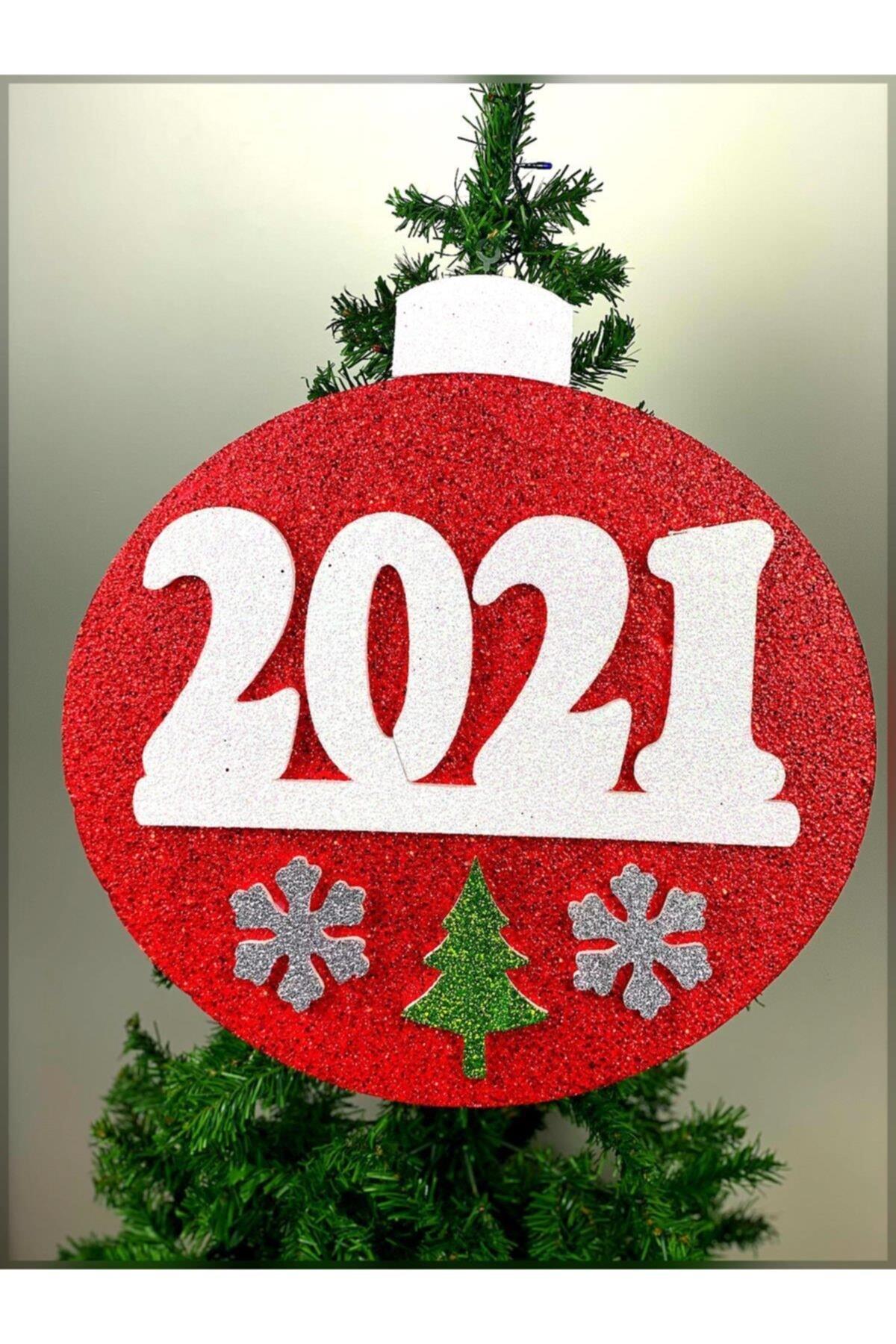 Yılbaşı Yeni Yıl Özel Dev Simli 2021 Strafor Çam Ağacı Simli Duvar Süsü