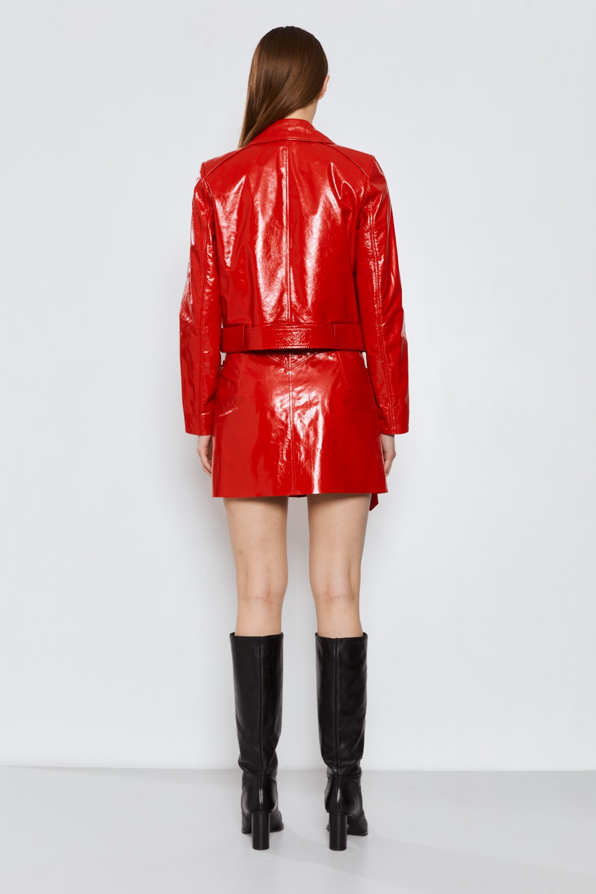 Red Patent Leather Biker Jacket