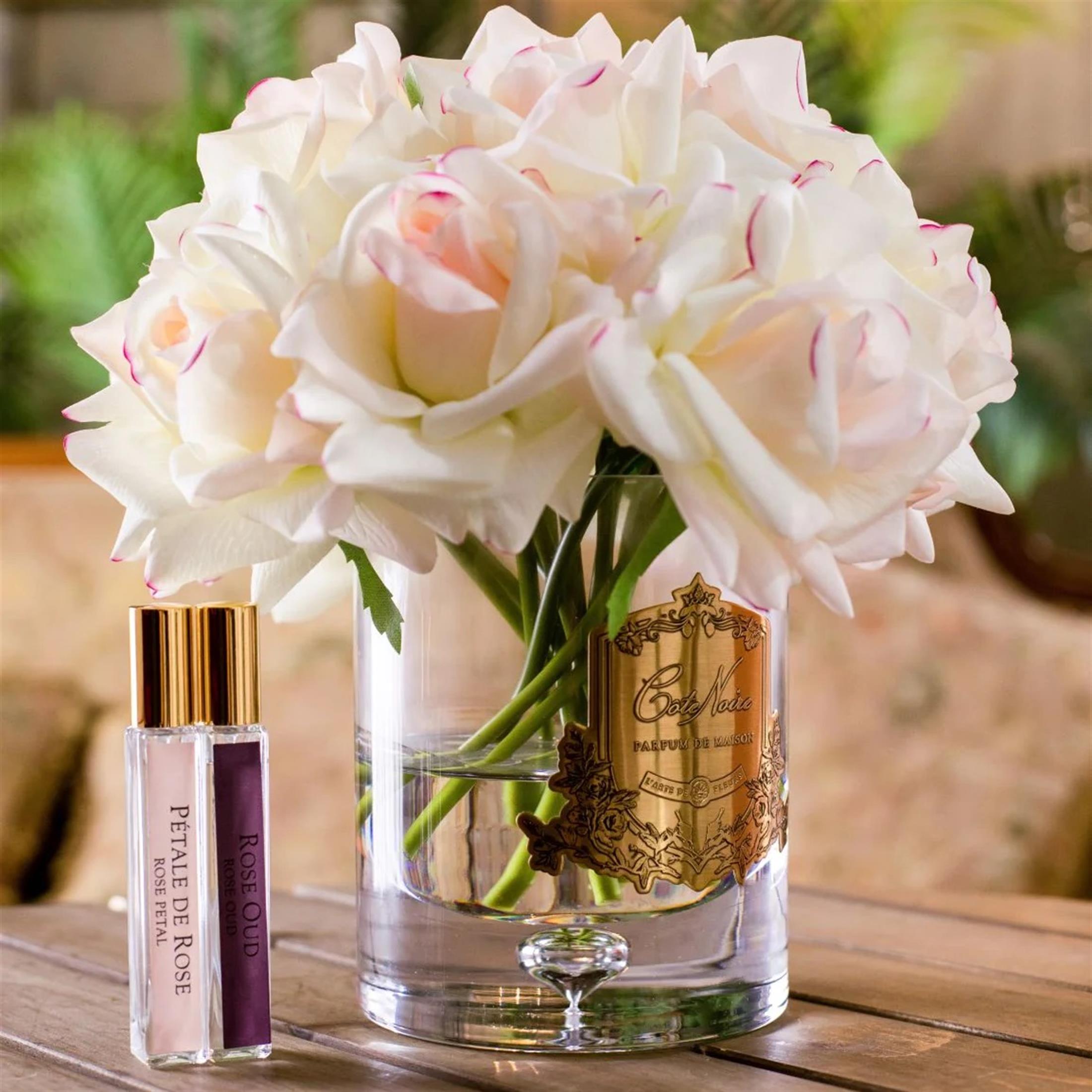 COTE NOIRE 12 White Rose Pink Striped Gold Fragrance