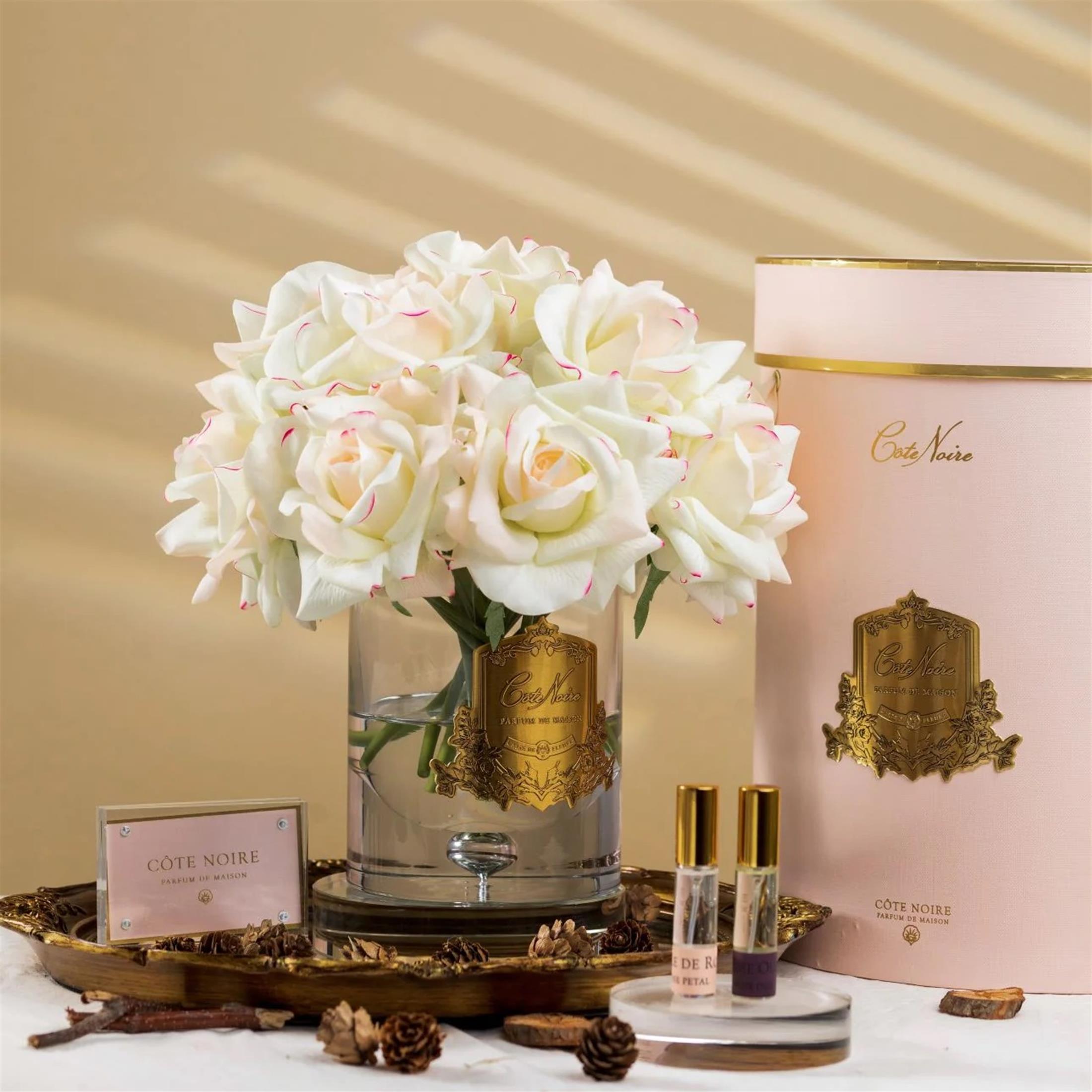 COTE NOIRE 12 White Rose Pink Striped Gold Fragrance