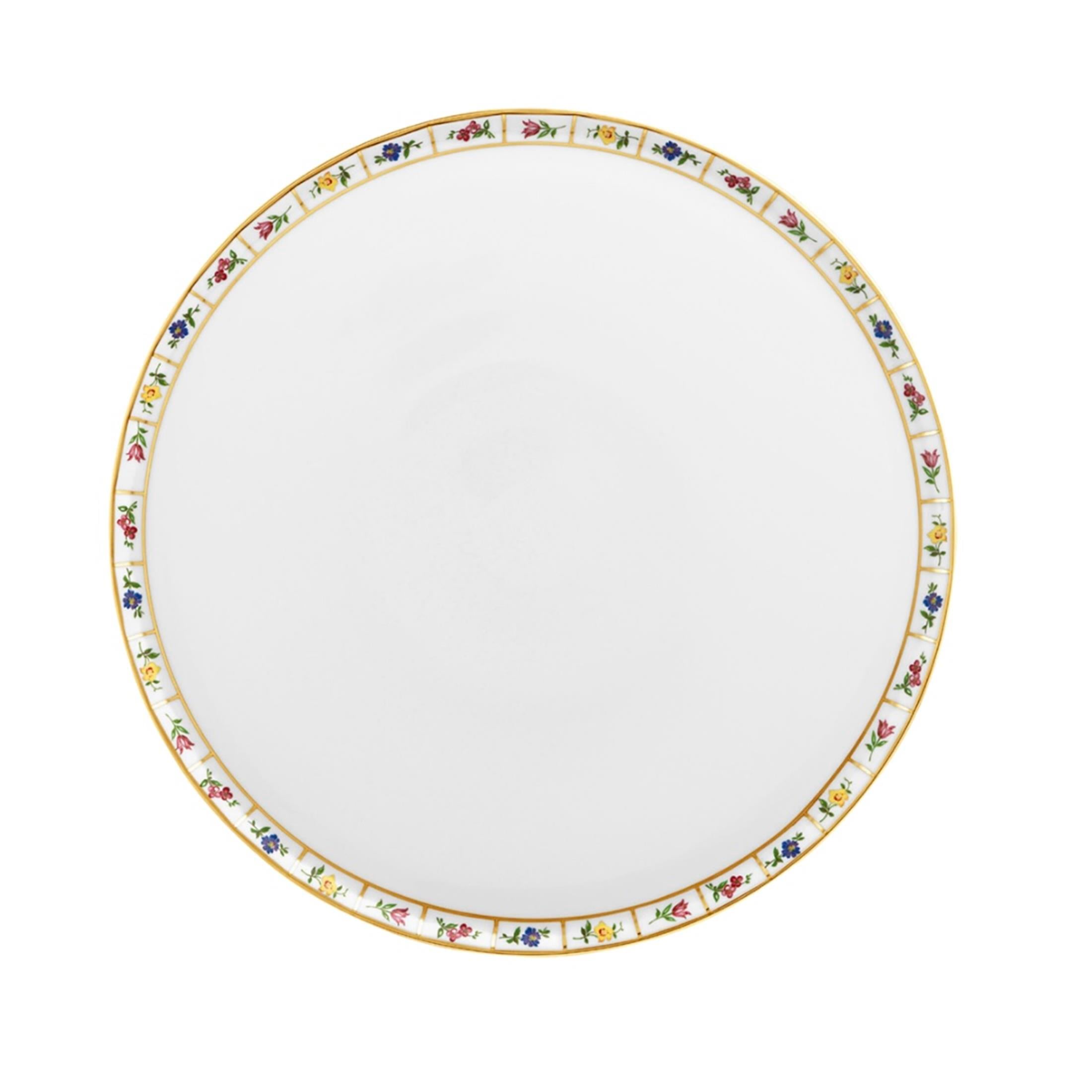 FURSTENBERG Footed Round Serving Plate GRECQUE MILLE FLEURS