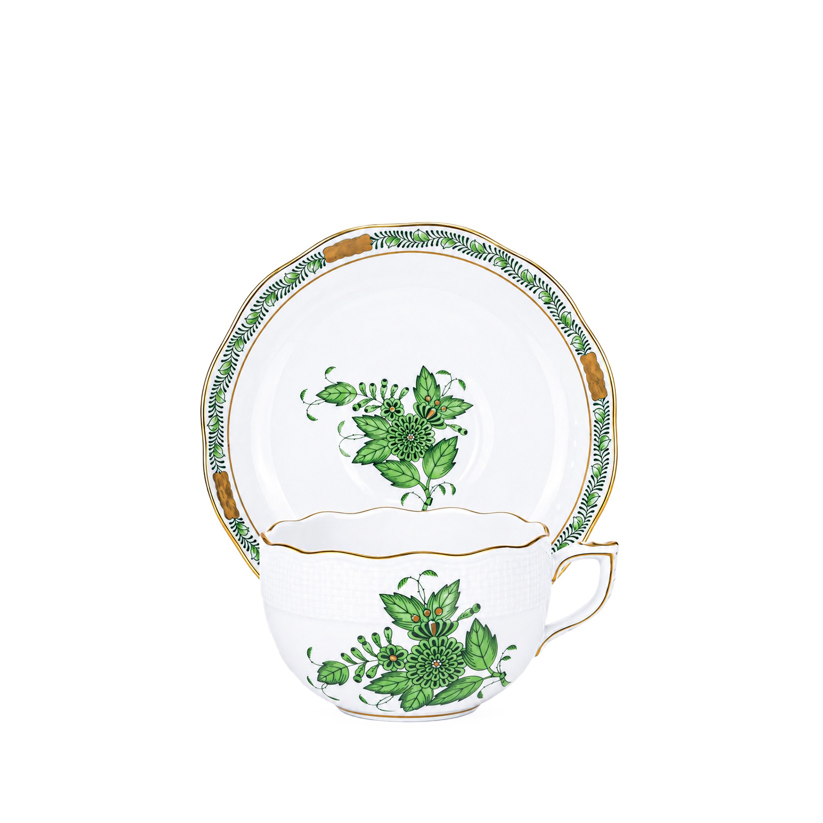 HEREND Teacup & Saucer 200ml Apponyi Green