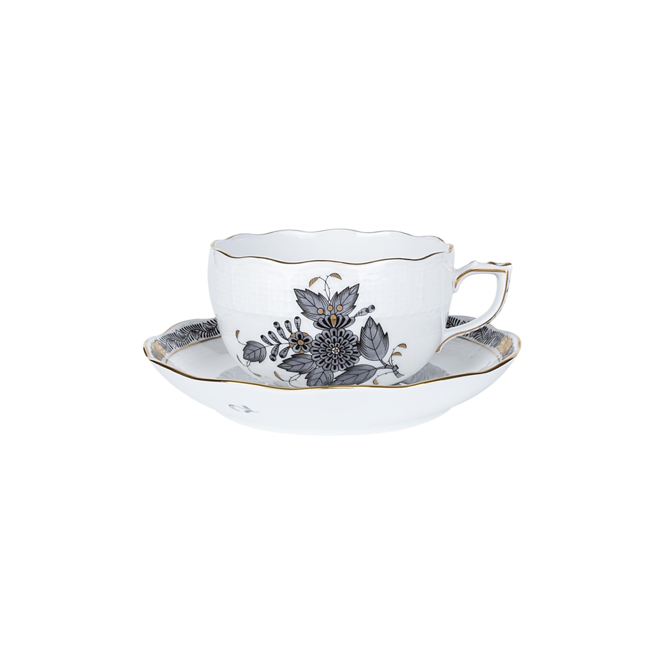 HEREND Çay Fincanı & Tabağı 200ml Apponyi Siyah