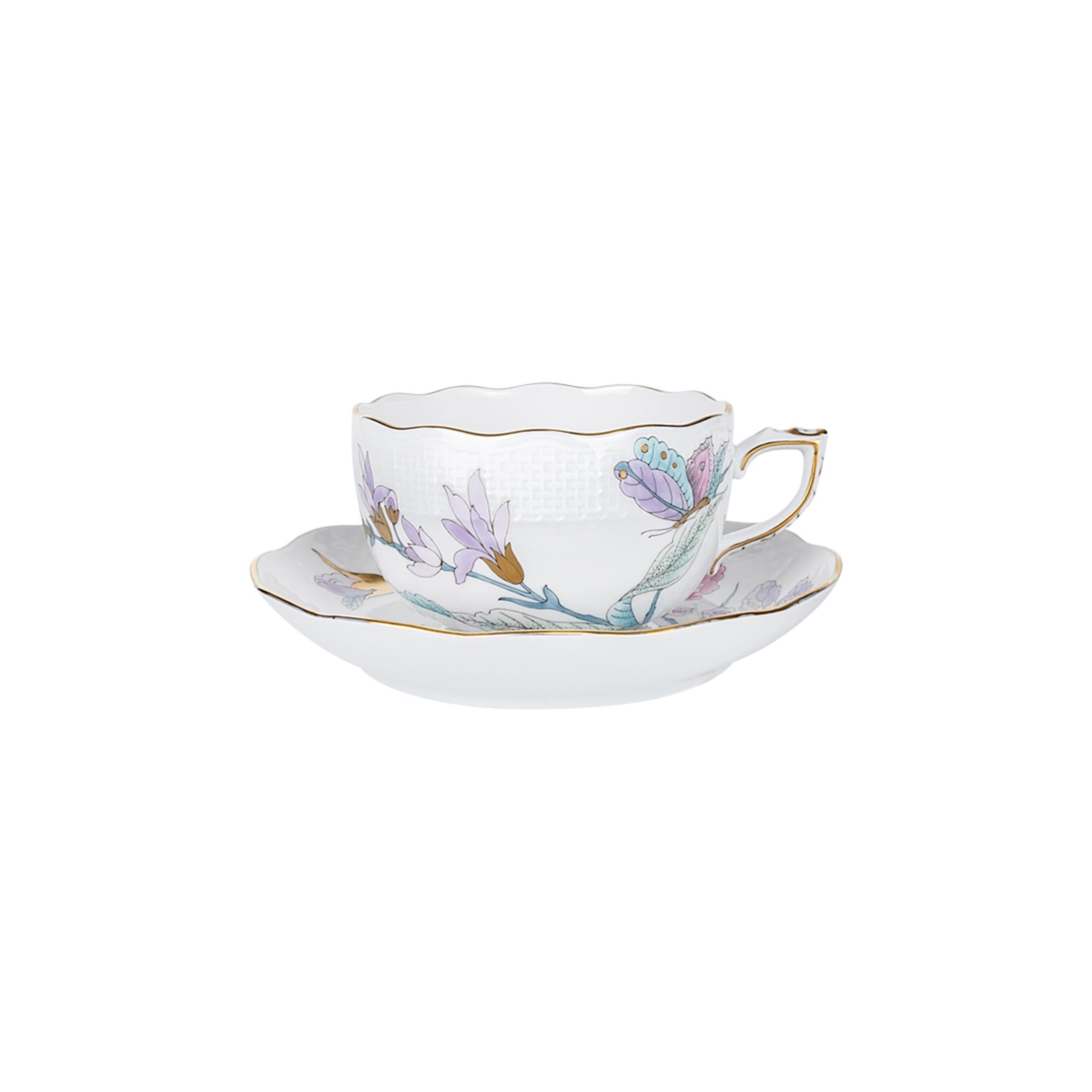 HEREND Çay Fincanı & Tabağı 200ml Victoria Lila Turkuaz