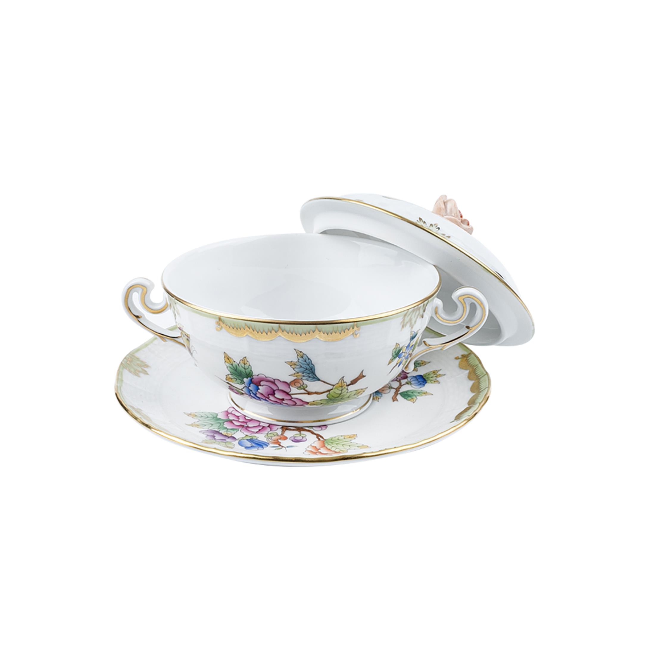 HEREND Soup Bowl Set 3 Piece Queen Victoria Classic Color