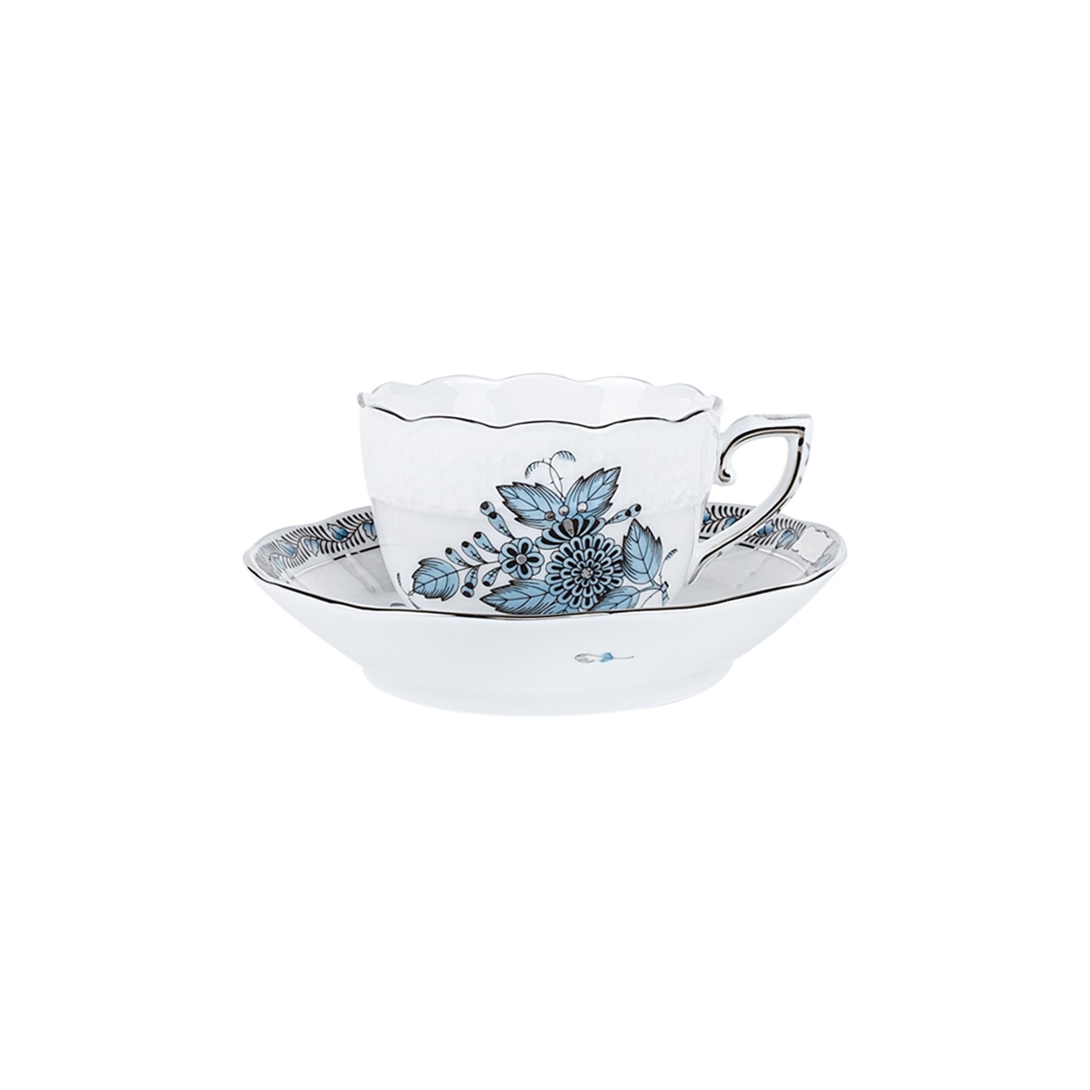 HEREND Kahve Fincanı & Tabağı 110ml Apponyi Turkuaz
