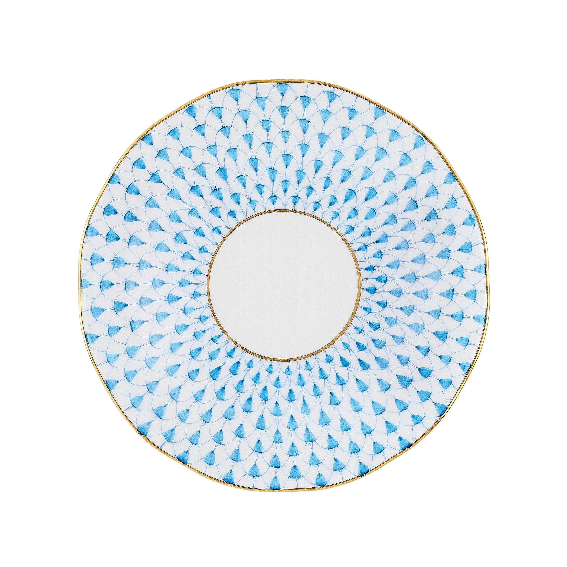 HEREND Kahve Fincanı & Tabağı 110ml Fish Scale Mavi Noktalı