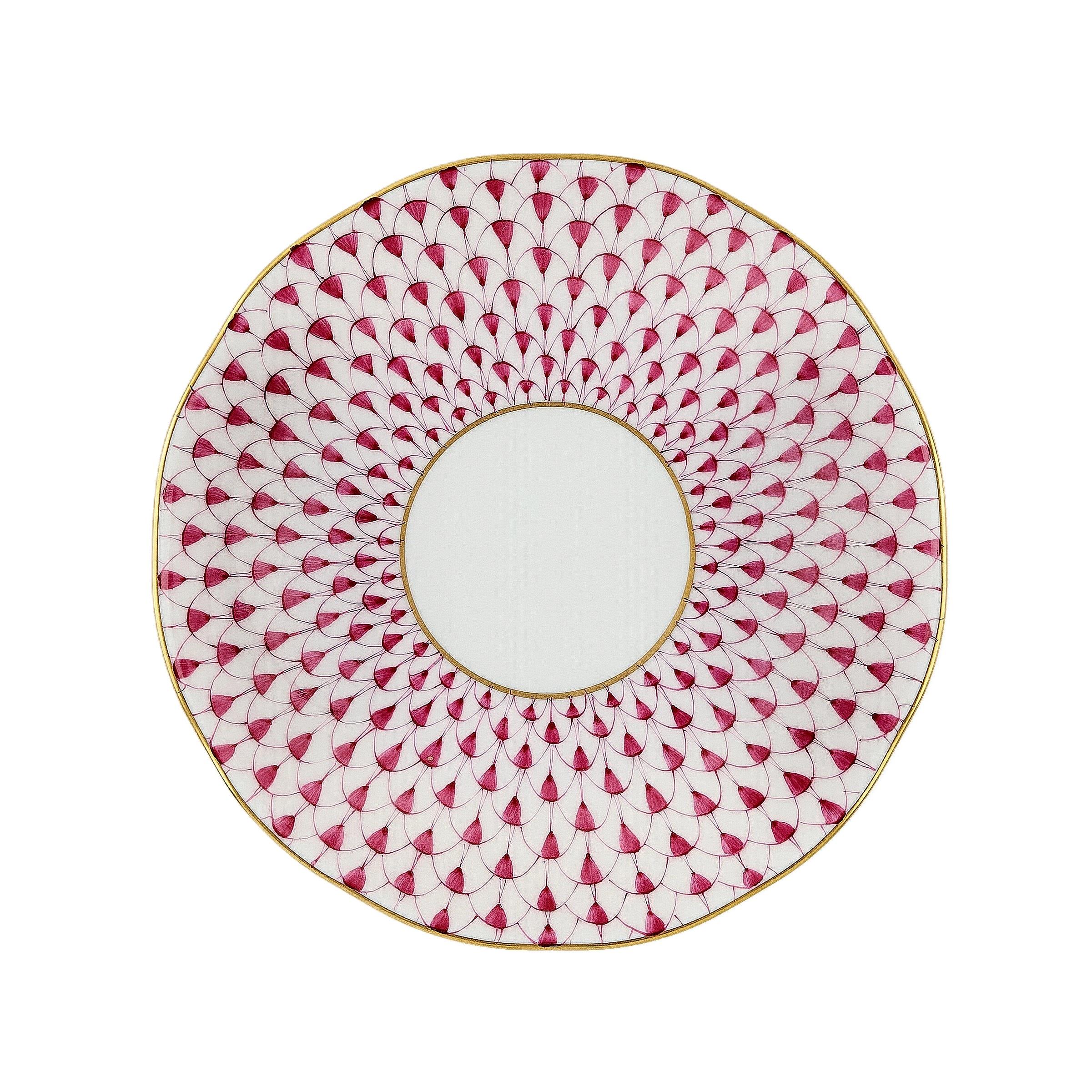HEREND Kahve Fincanı & Tabağı 110ml Fish Scale Pembe Noktalı