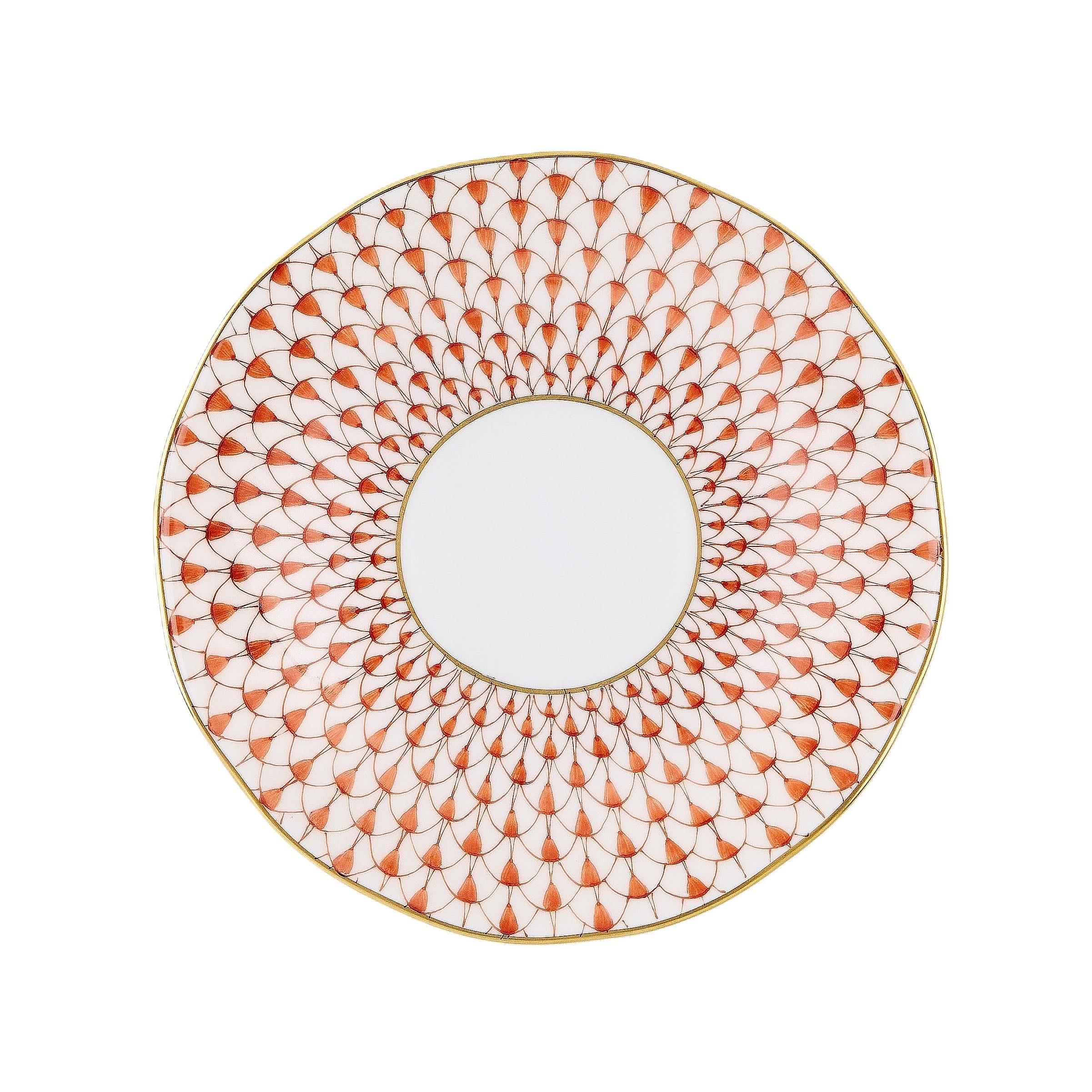 HEREND Kahve Fincanı & Tabağı 110ml Fish Scale Kırmızı Noktalı