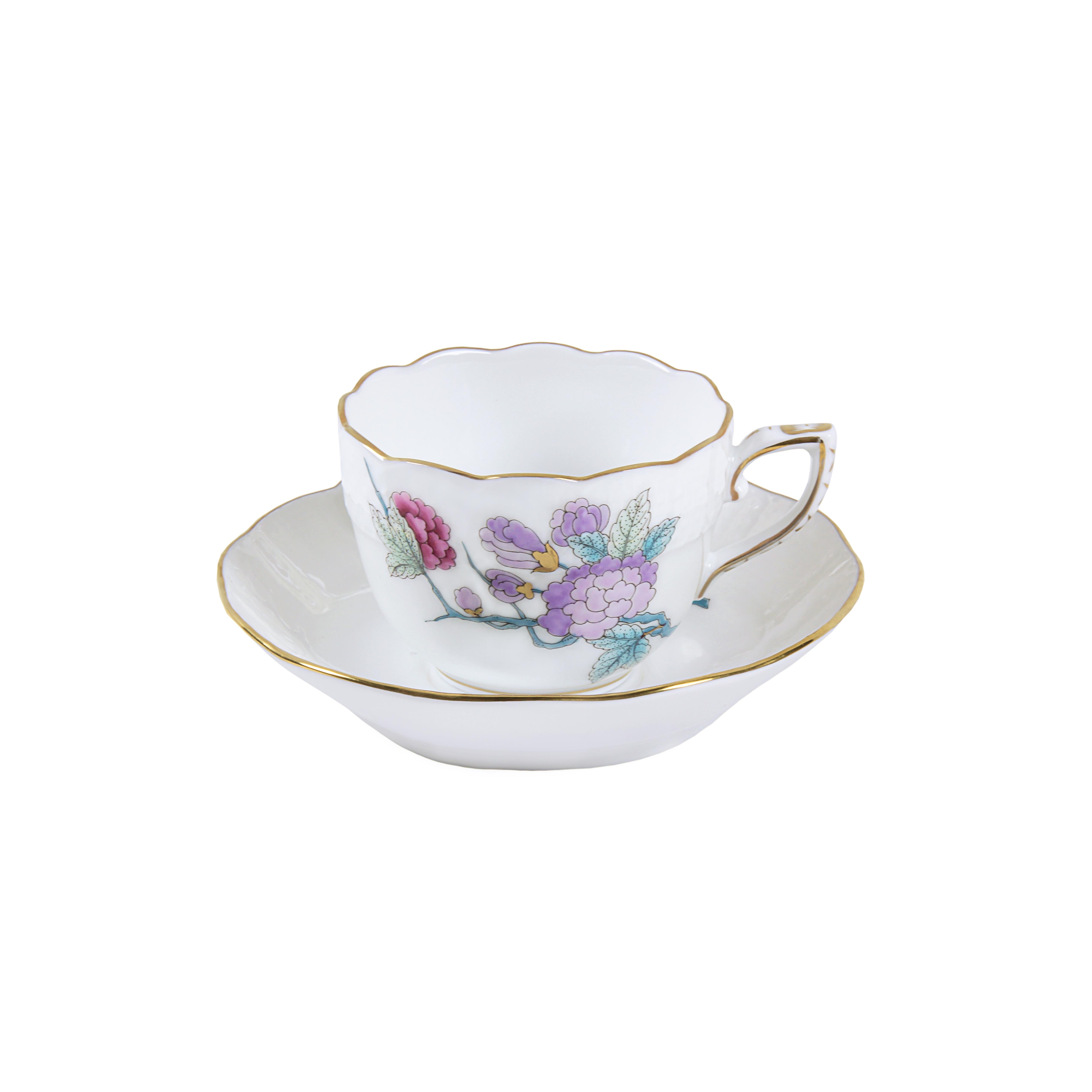 HEREND Kahve Fincanı & Tabağı 110ml Victoria Lila Turkuaz