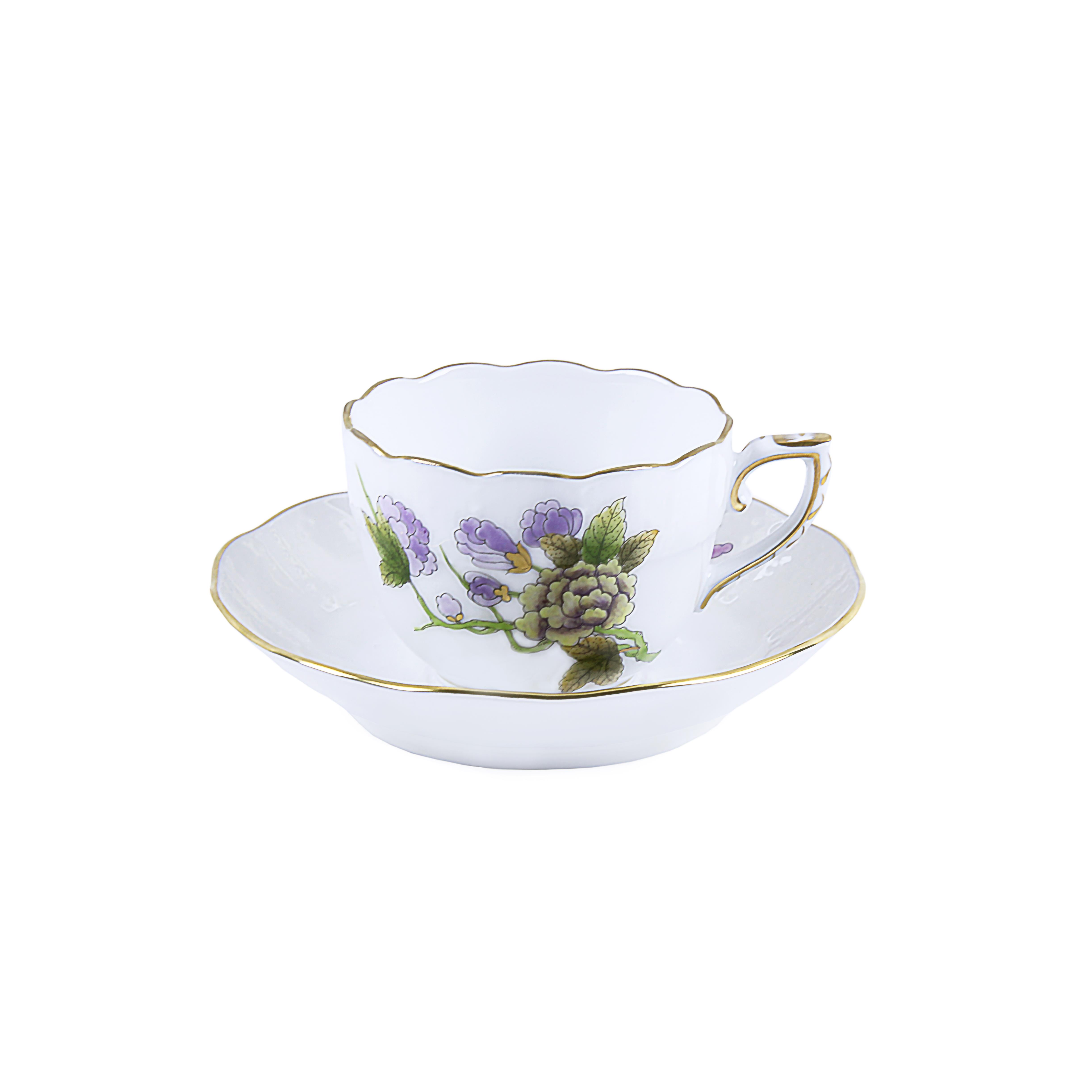 HEREND Coffee Cup & Saucer 110ml Victoria Lilac Green