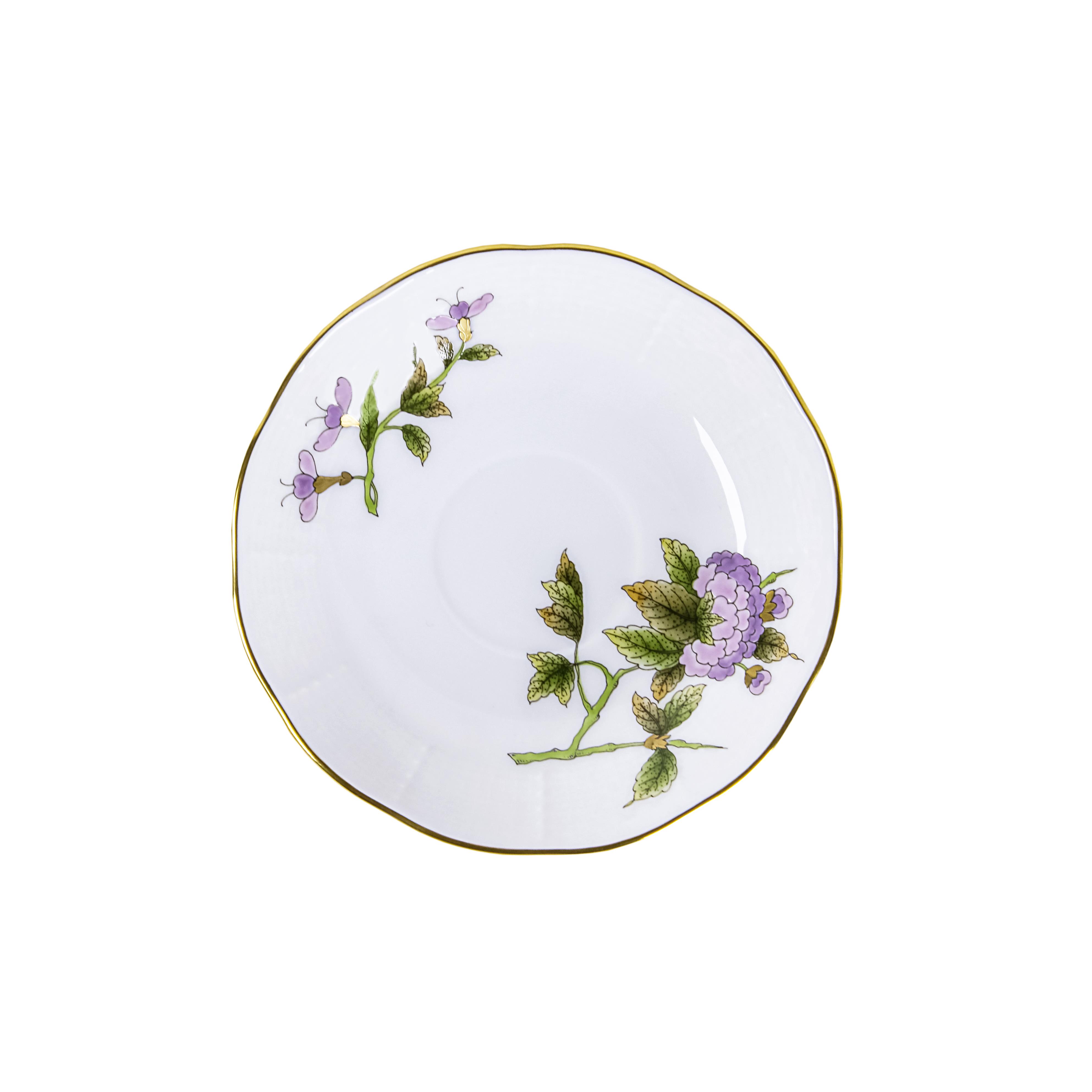 HEREND Coffee Cup & Saucer 110ml Victoria Lilac Green