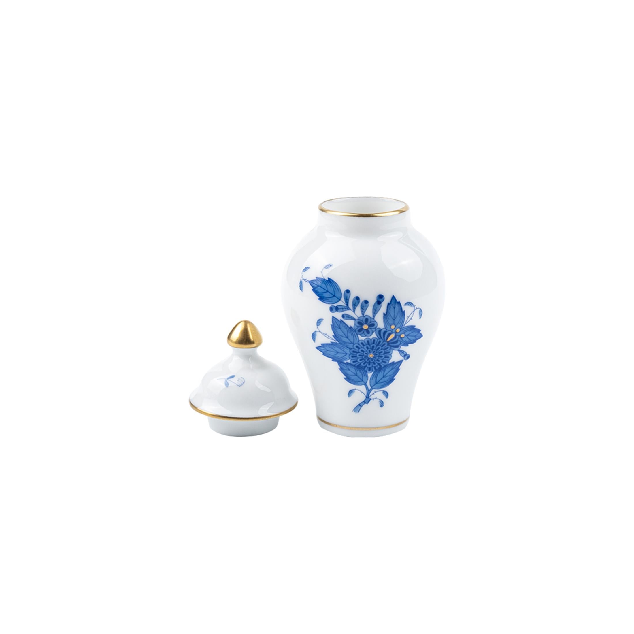 HEREND Mini Küp Vazo 9cm Apponyi Mavi