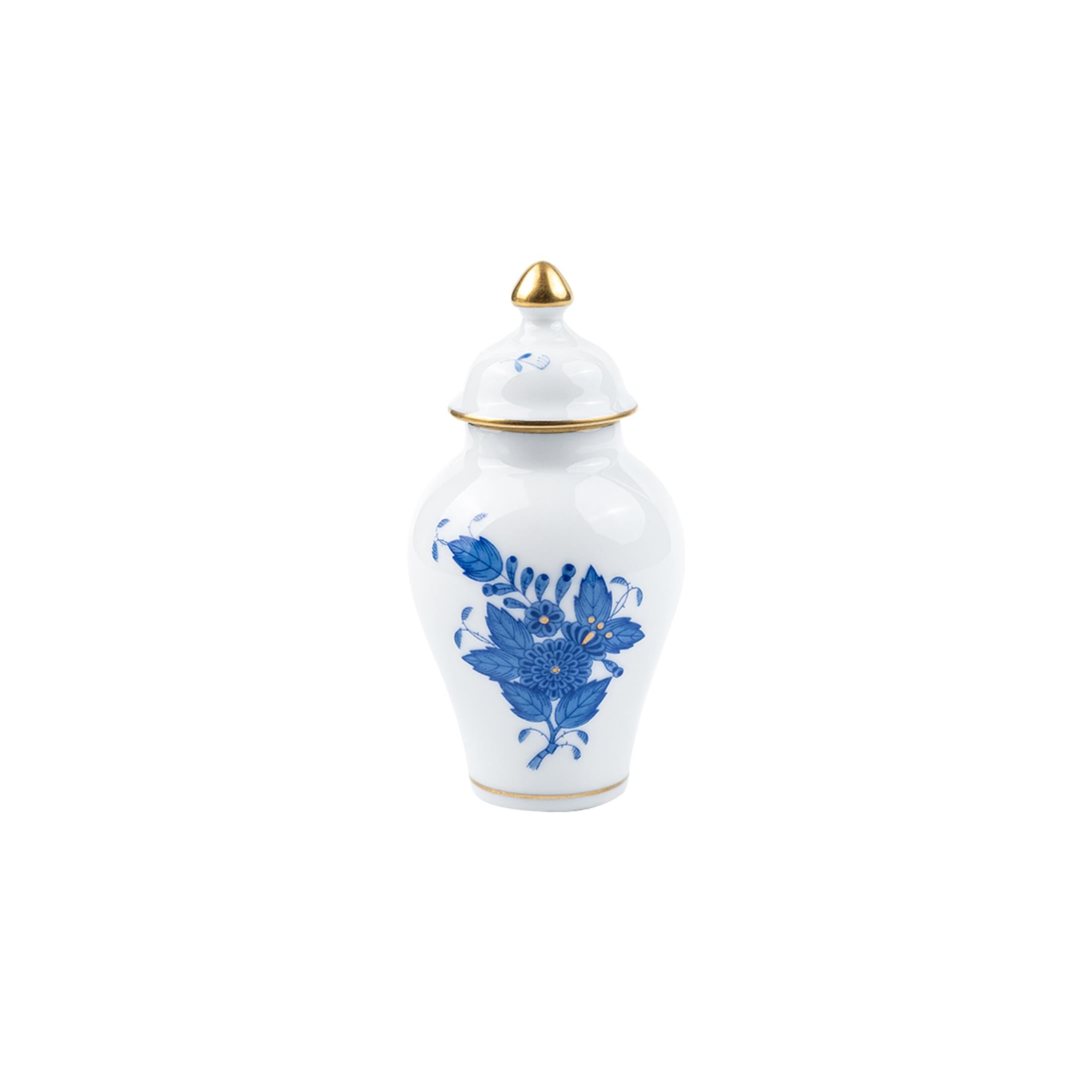 HEREND Mini Küp Vazo 9cm Apponyi Mavi